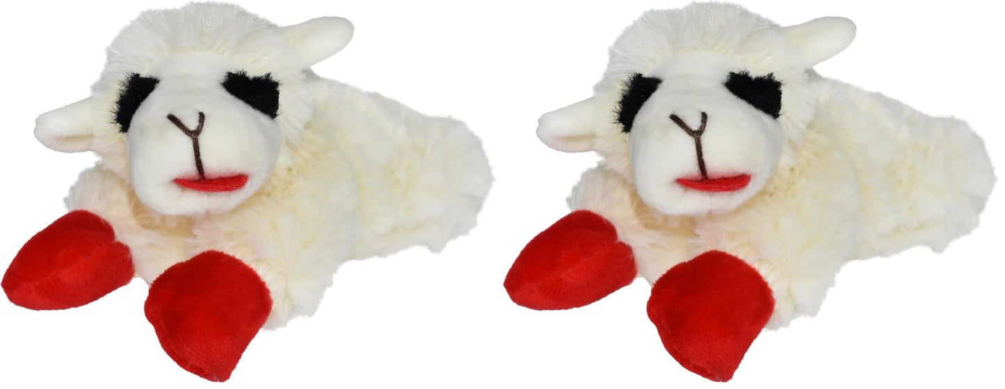 Multipet Lamb Chop Dog Plush Toy - Squeaky Toy for Small & Medium Dogs - Extra Soft Plush - Stuffed Animal for Cuddling & Playing (10", Cream, 5 Squeakers)