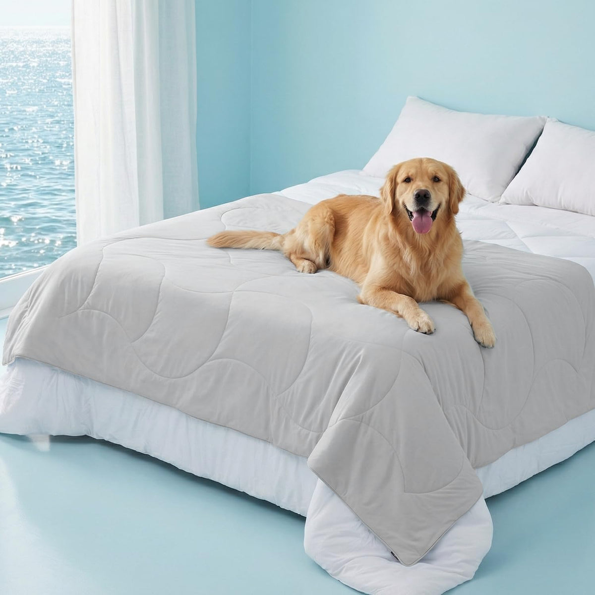 ZOMISIA Premium Cooling Blanket for Large Dogs - Q-MAX>0.5 Breathable Washable Dog Cooling Mat, Travel Soft Pet Summer Essentials, Grey, 40"x50"