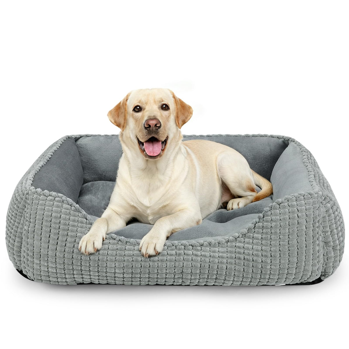 MIXJOY Dog Bed for Large Medium Small Dogs, Rectangle Washable Sleeping Puppy Bed, Soft Calming Cat Beds for Indoor Cats, Orthopedic Pet Sofa Bed, Anti-Slip Bottom with Multiple Size (20'', Grey)