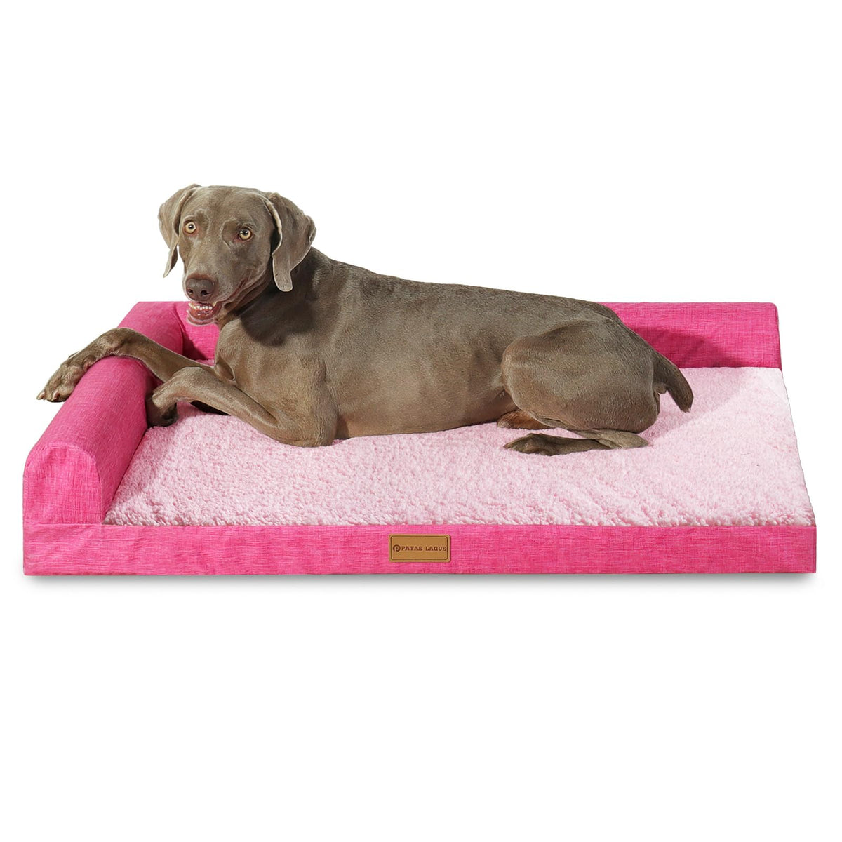 Patas Lague Orthopedic Dog Bed Large Sized Dog 36''X24'', Waterproof L Bolster Medium Pet Sofa Beds with Removable Washable Cover, Soft Pet Couch Crate Mat with Nonskid Bottom, Black