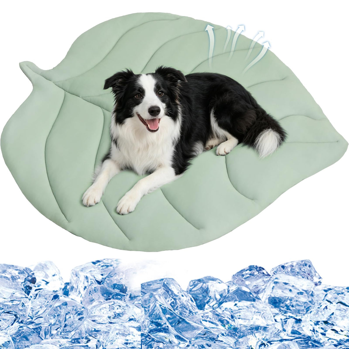 PUPTECK Dog Cooling Mat, 37”x33” Reversible Pet Self-Cooling Bed for Dogs, Thick & Soft Pet Cool Blanket Crate Kennel Pad, for Summer Indoor Outdoor, Green L