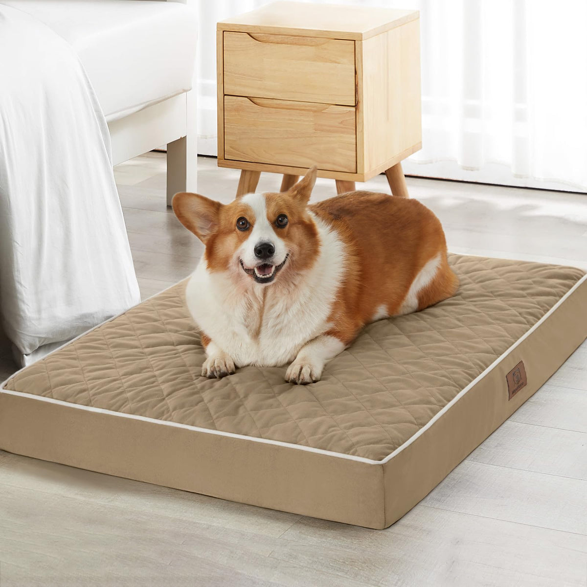 WNPETHOME Orthopedic Waterproof Extra Large Dogs Bed with Removable Washable Cover, Multi-Needle Quilting XL Crate Bed for Large Sized Dog, Light Grey
