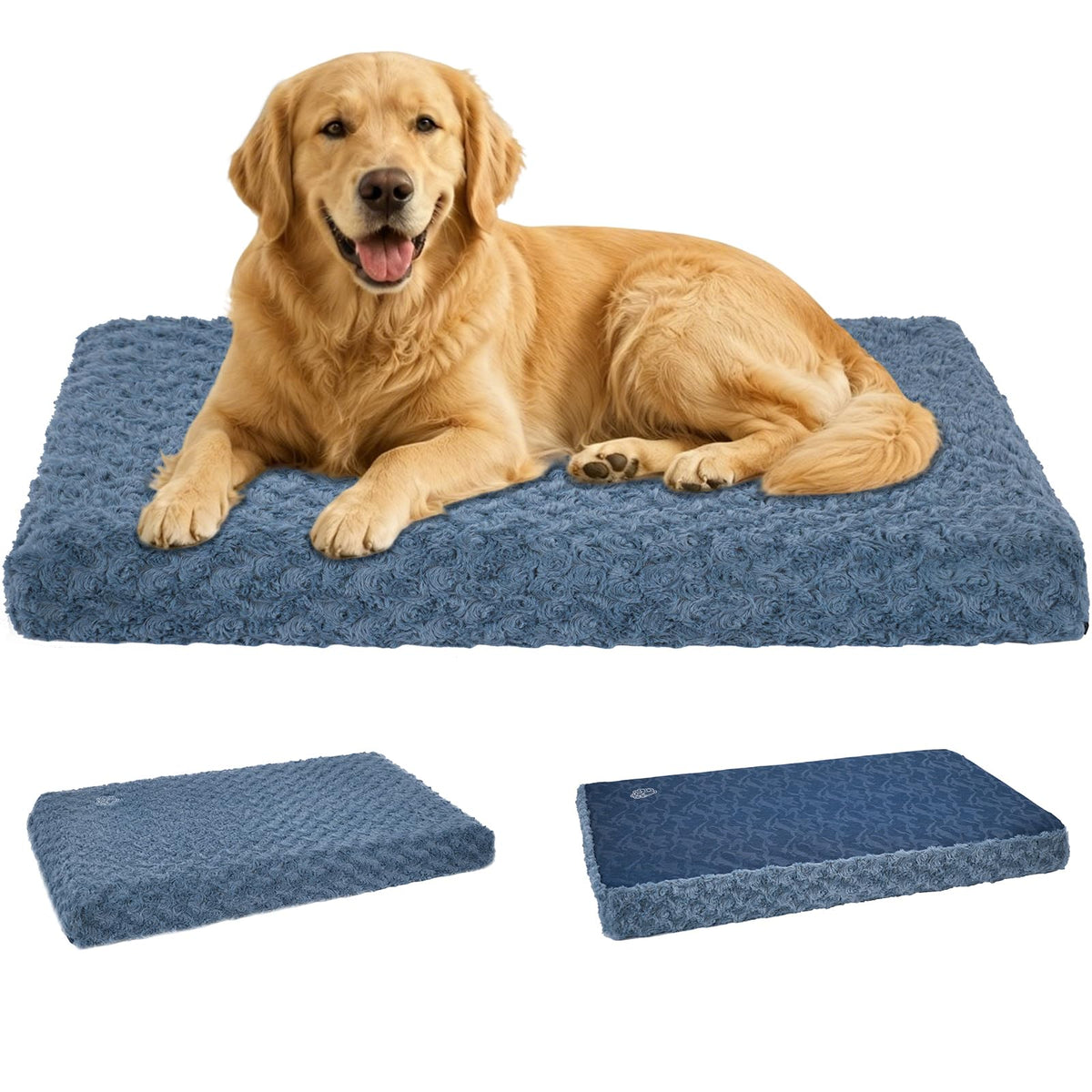 EMPSIGN Stylish Dog Bed Mat Dog Crate Pad Mattress Reversible (Cool & Warm), Water Proof Linings, Removable Machine Washable Cover, Firm Support Pet Crate Bed for Small to XX-Large Dogs, Grey