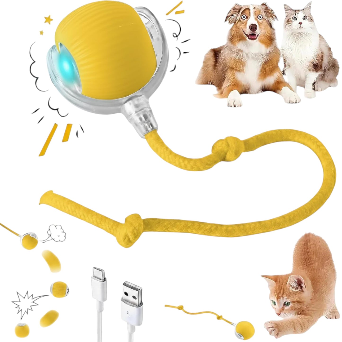 Purrmitive 2026 Durable Interactive Cat Toys for Indoor Cats, Dog Toys Ball, Rolling Pet Ball, Smart Automatic Cat Chase Balls Toy, Interactive Dog Toys Speedy Tail,Kitten & Cat Toys Interactive (Red)