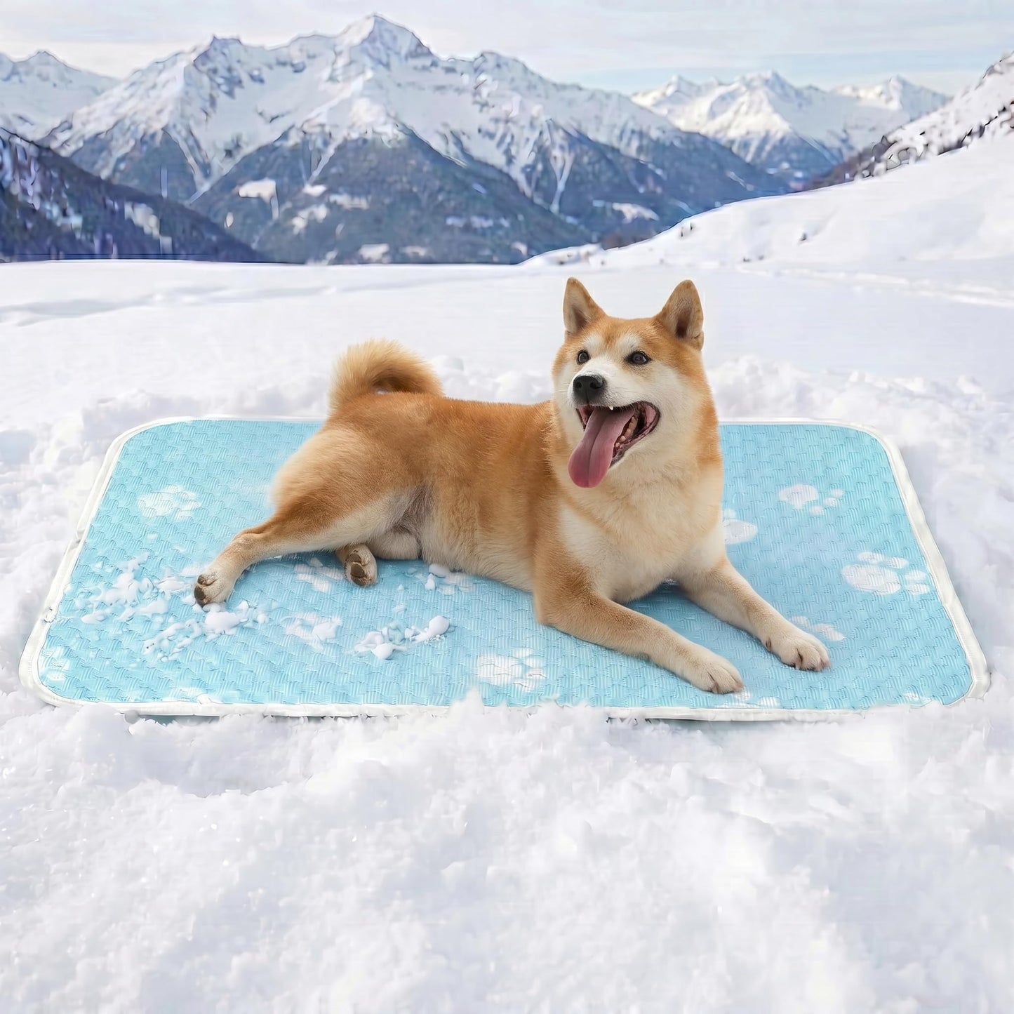 Waterpoof Cooling Mat for Small Dog, Q-Max>0.5 Breathable Cold Crate Pad for Puppy Cat, Washable Kennel Bed for Active Pet with Chill Soothing Fabric to Rapid Cooling, 24×18, Blue