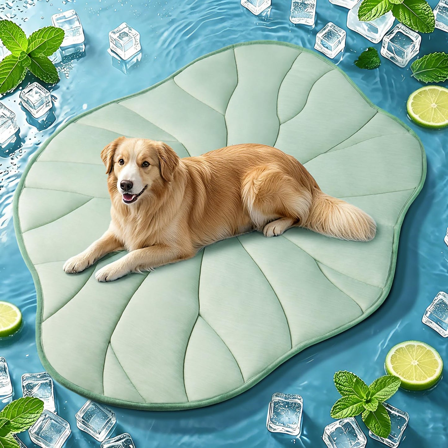 BG-BABYGO Dog Cooling Mat, 36" x 23" Reversible Self Cooling Mat for Small & Medium Dogs, Washable Cooling Pad for Pets 2.0 Summer Pet Cooling Pad for Crate Kennel Sofa Floor Outdoor Portable Green