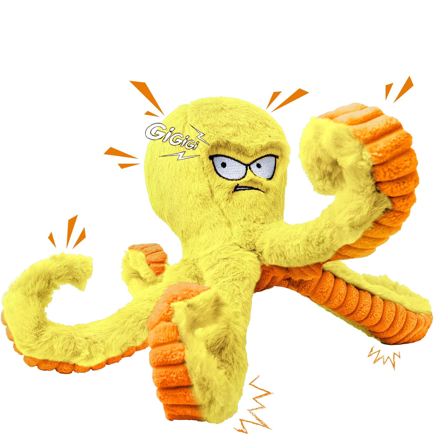 LEGEND SANDY Tough Dog Toys, Stuffed Chew Large Dog Toys to Keep Them Busy, Interactive Squeaky Tug of War Doggie Toy, Crinkle Blue Octopus