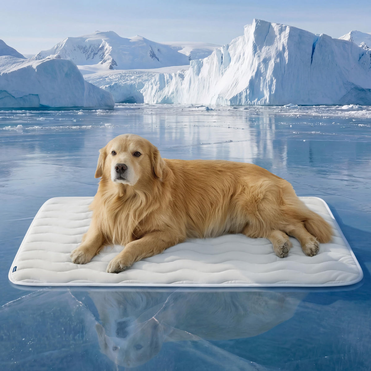 Bedsure Cooling Mat for Large Dogs - Q-Max>0.4 Thin Breathable Cooling Crate Pad Indoor for Pet with Chill Cool Fiber as Cooling Topper,Portable Washable Kennel Mat in Outdoor Summer, 35x23, Blue