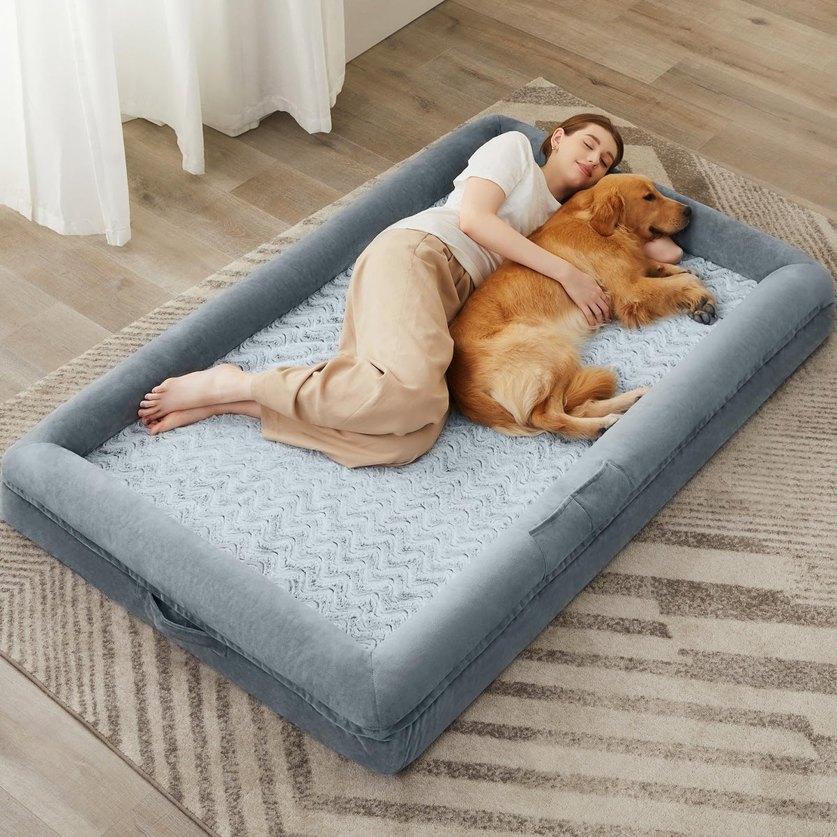 WNPETHOME XL Extra Large Dog Bed, Washable Dog Couch with Removable Waterproof Cover, Orthopedic Large Pet Sofa Bed with Bolster Sides for Sleeping
