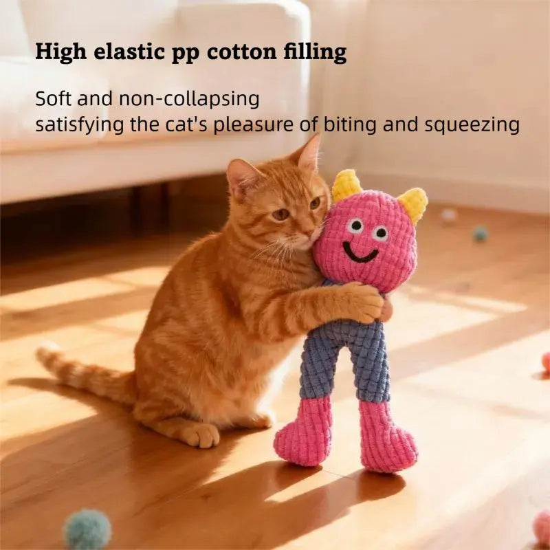 2Pcs Interactive Plush Cat & Dog Companion Toys - Soft Plush with Built-in Squeaker, Catnip, Crinkle Paper, Durable, Safe, Cute - Keeps Small & Medium Pets Entertained, Interactive Plush Toys