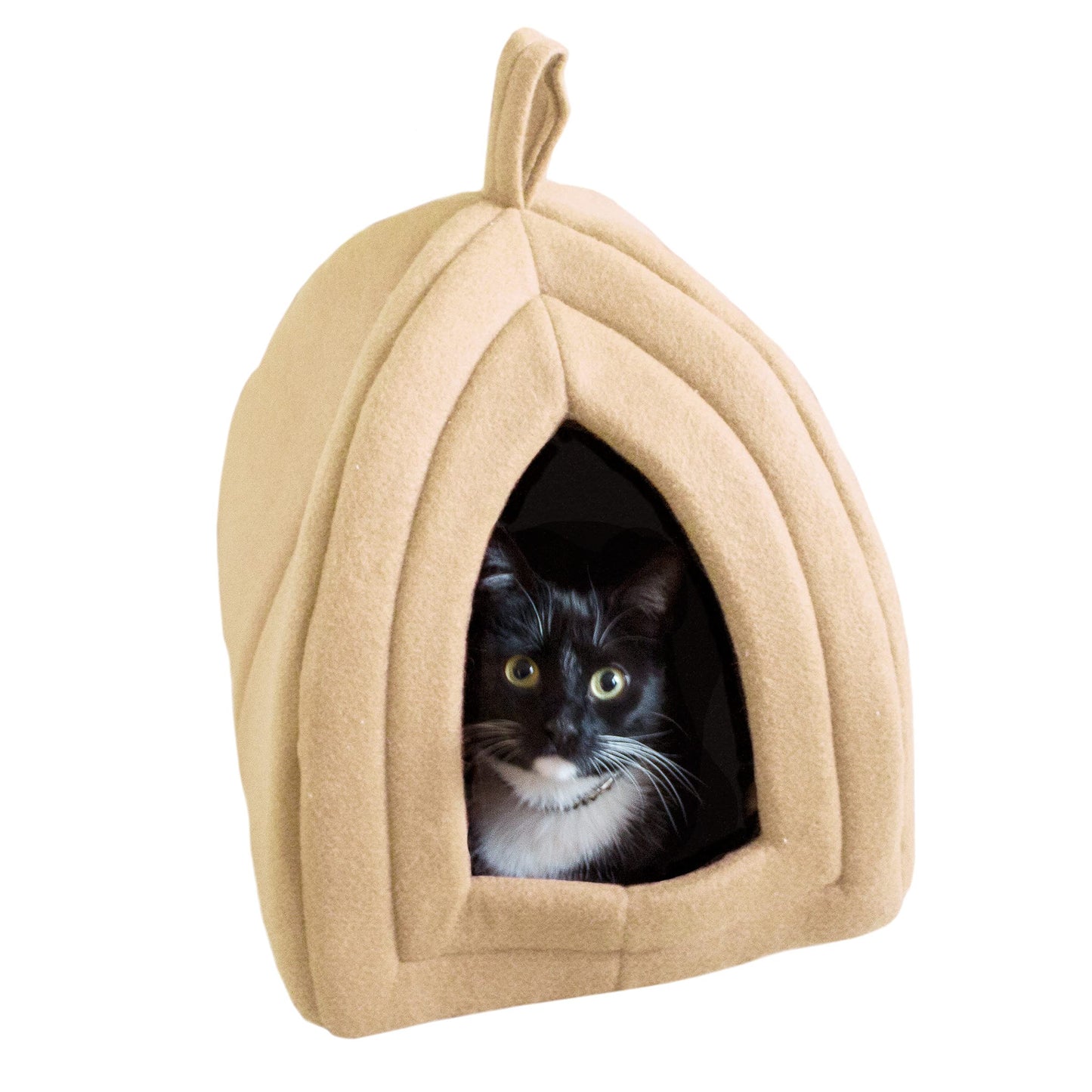 Cat House Indoor Cat Bed with Removable Foam Cushion, Plush Cat Tent Bed for Small Pets, Comfortable Cozy Hideaway for Cats, Kittens, Rabbits, Guinea Pigs, Ferrets, Hedgehogs, by PETMAKER (Blue)