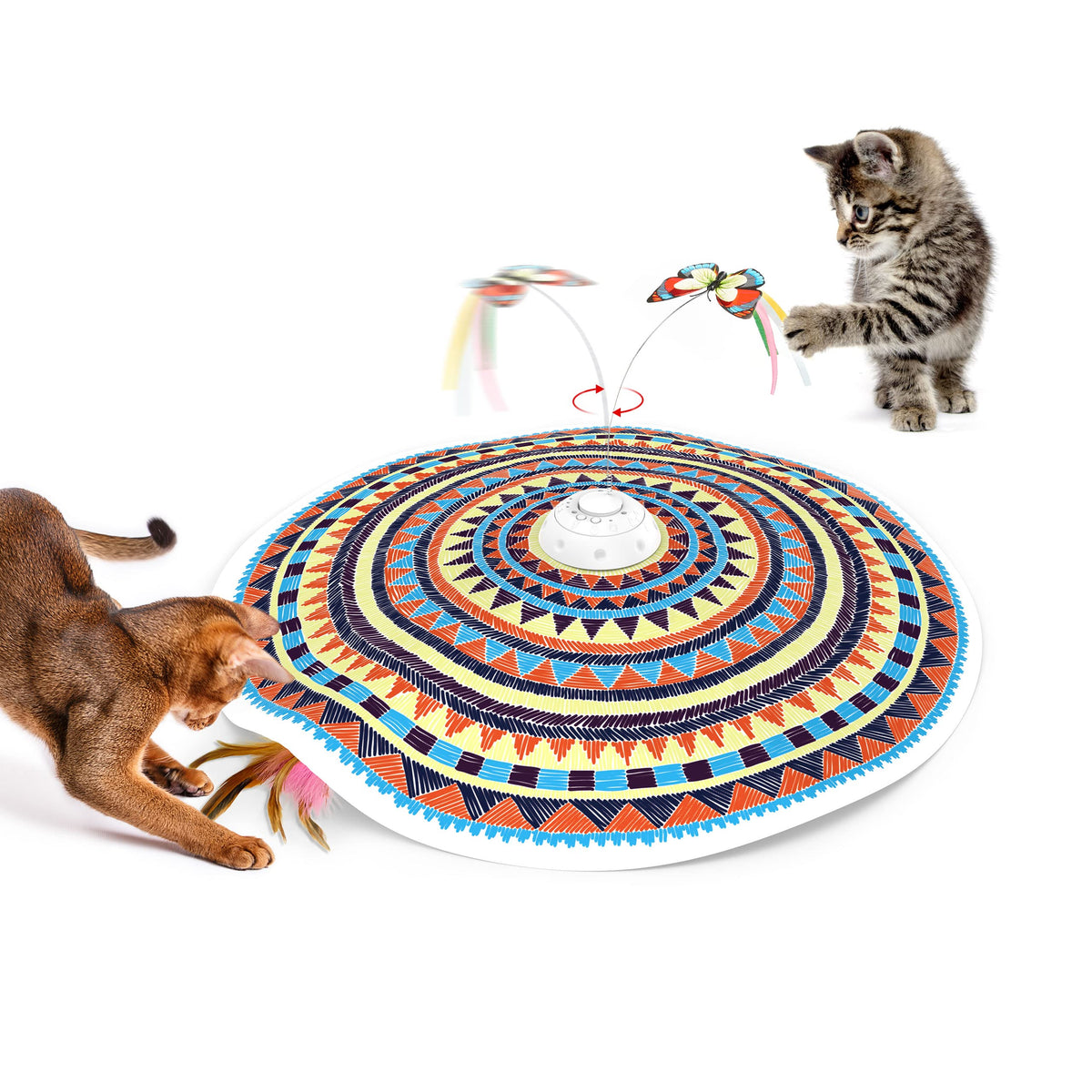 Potaroma Cat Toys Chargeable, 3in1 Hide and Seek, Automatic Interactive Fun, Fluttering Butterfly, Moving Feather, Kitten Wand, Indoor Kitty Exercise Kicker 22.8 Inch Cover for All Breeds
