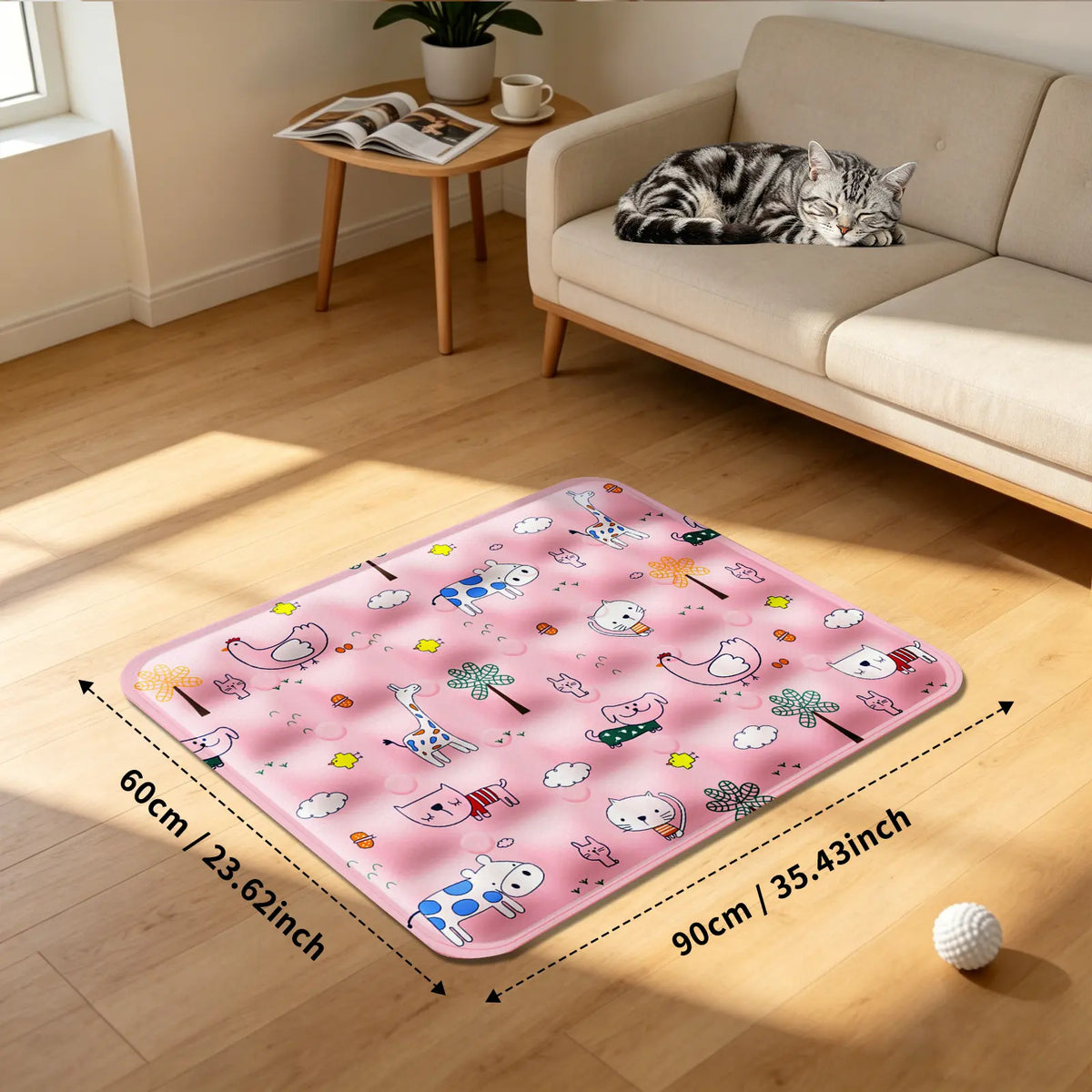 Summer Pet Cooling Mat - Cat and Dog Sleeping Mat, Cool Dinosaur Pattern, Comfortable and Soft, Suitable for Pets