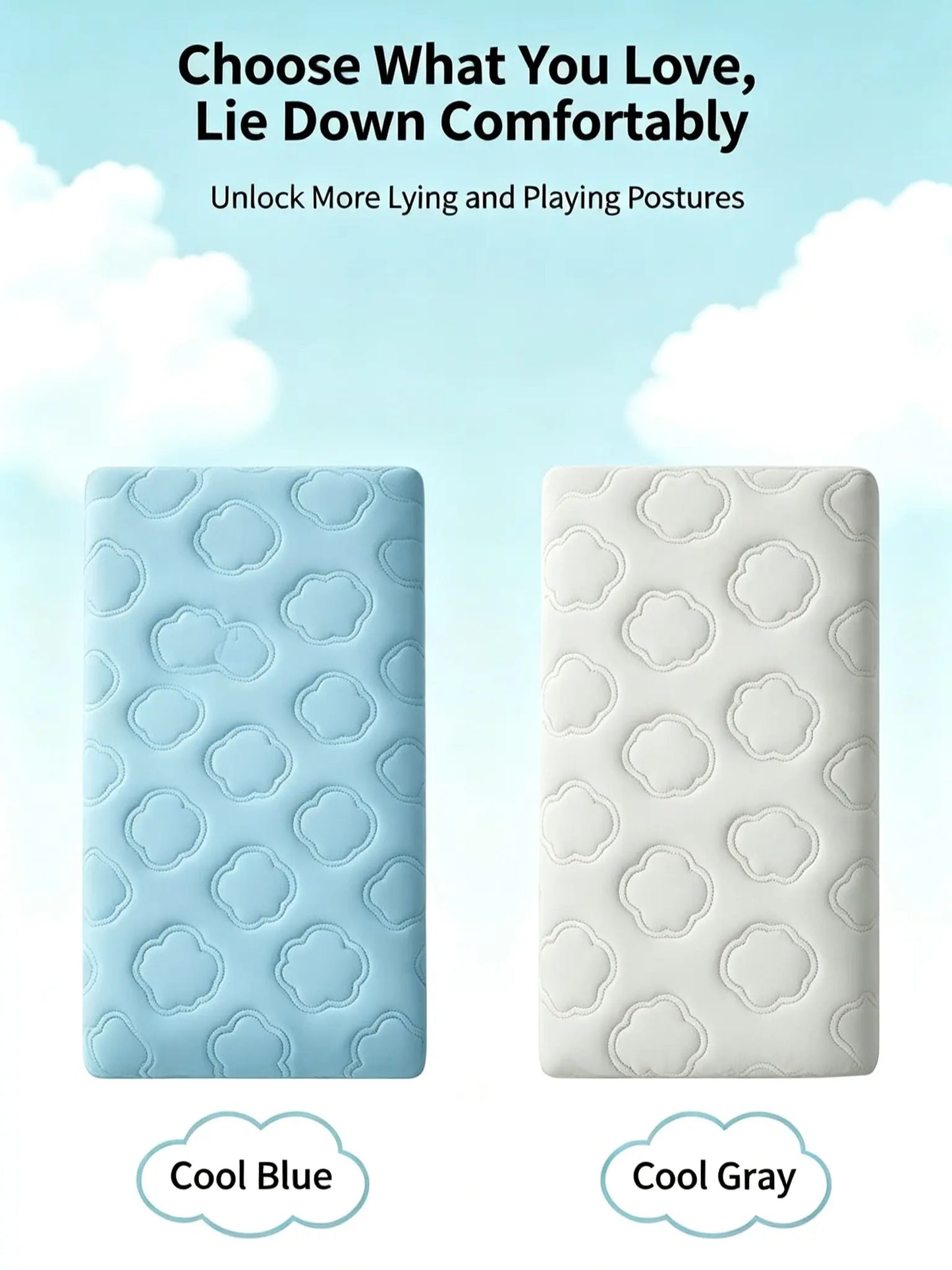 Orthopedic Cooling Dog Bed Mat Cloud-Like Cool Breathable Fabric 25D Support Foam Pressure Relief Removable Washable Cover Summer Pet Crate Mattress Cushion For Small Medium Large Dogs Cats Blue Gray S-XXL
