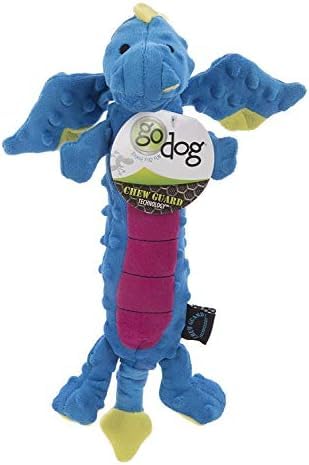 goDog Bubble Plush Dragons Squeaky Dog Toy, Chew Guard Technology - Coral, Large