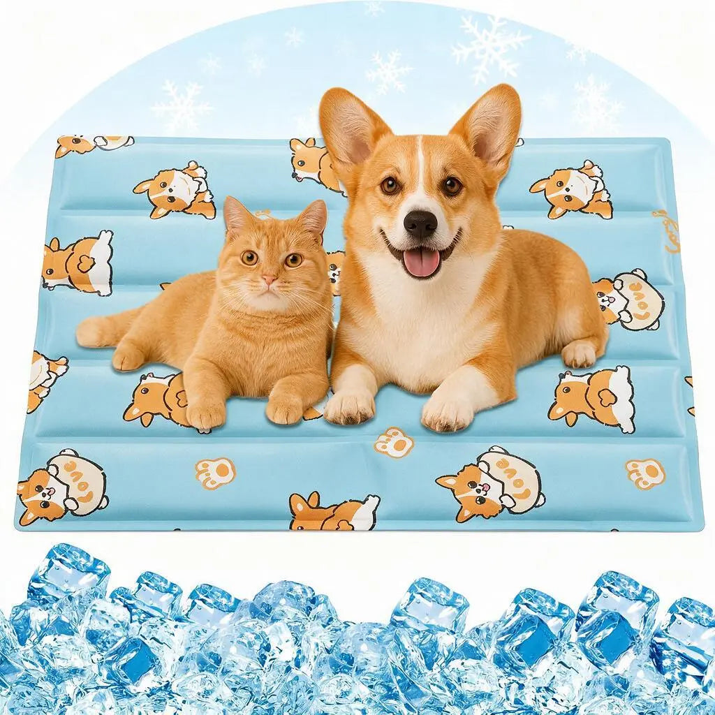 Dog Cooling Mat, 44" x 28 Thick & Durable Cooling Mat for Extra Large Dogs, Long-Lasting Cool with Ice Silk Fabric & Non-Toxic Solid Gel, Wateproof Anti-Scratch