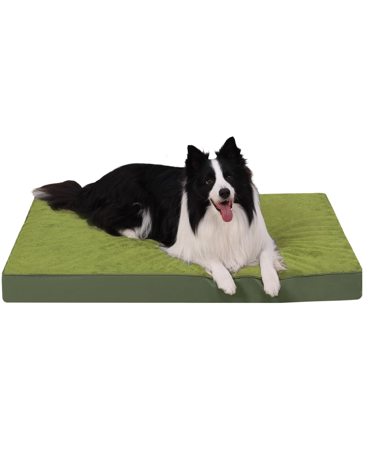 KSIIA Orthopedic Dog Bed Dog Crate Bed Waterproof for Large Dogs Deluxe Plush Washable Pet Mat with Egg Crate Foam & Removable Cover, 35 x 22 Inch, Gray