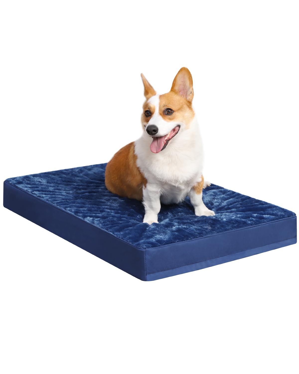 KSIIA Orthopedic Dog Bed Dog Crate Bed Waterproof for Large Dogs Deluxe Plush Washable Pet Mat with Egg Crate Foam & Removable Cover, 35 x 22 Inch, Gray