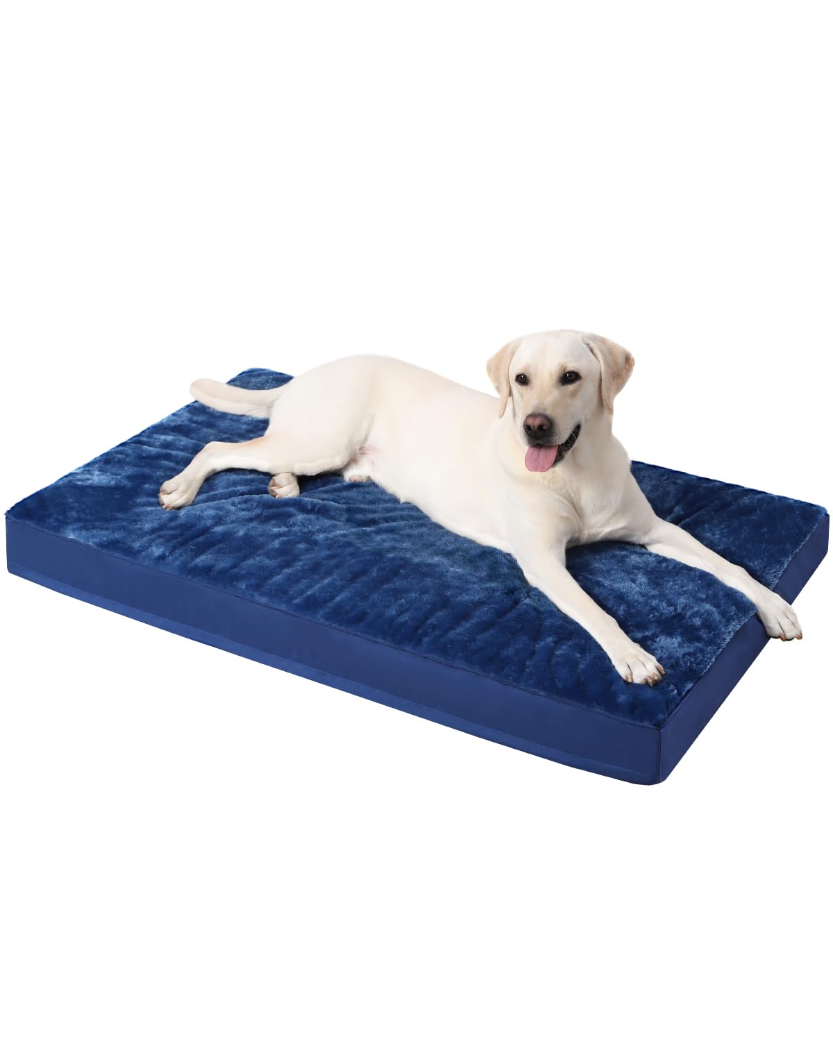 KSIIA Orthopedic Dog Bed Dog Crate Bed Waterproof for Large Dogs Deluxe Plush Washable Pet Mat with Egg Crate Foam & Removable Cover, 35 x 22 Inch, Gray