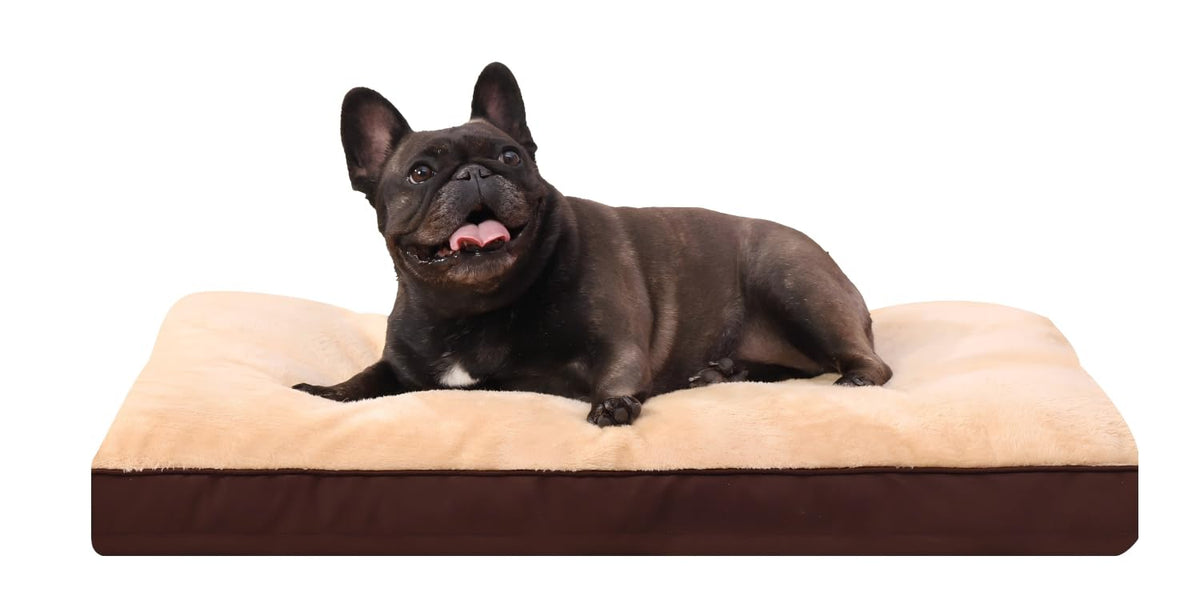 Dog Crate Bed Waterproof Deluxe Plush Dog Beds with Removable Washable Cover Anti-Slip Bottom Pet Sleeping Mattress for Large, Medium, Jumbo, Small Dogs, 35 x 22 inch, Gray