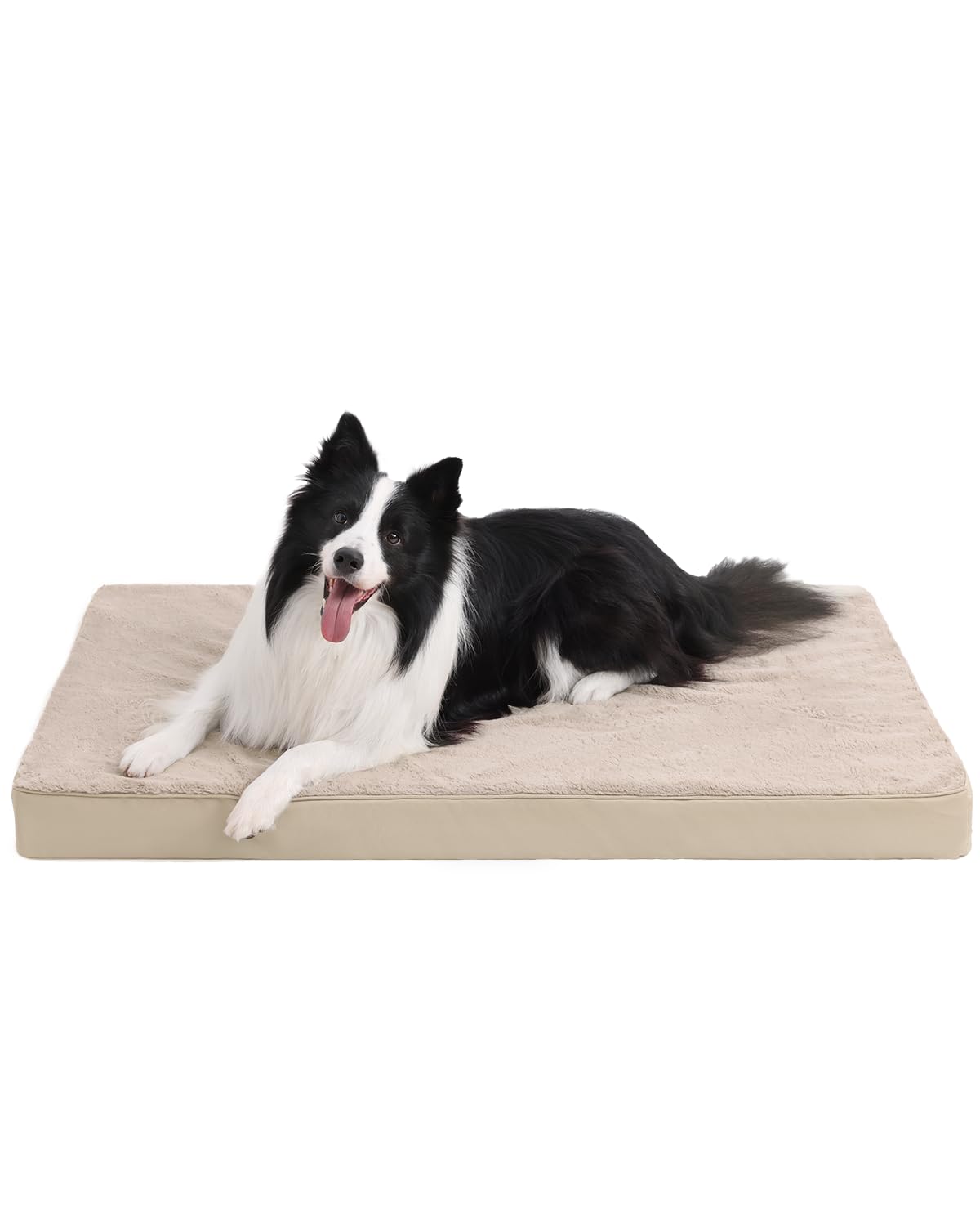 KSIIA Orthopedic Dog Bed Dog Crate Bed Waterproof for Large Dogs Deluxe Plush Washable Pet Mat with Egg Crate Foam & Removable Cover, 35 x 22 Inch, Gray