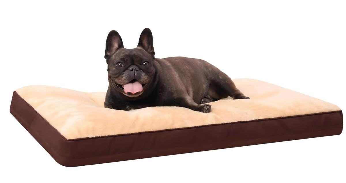 Dog Crate Bed Waterproof Deluxe Plush Dog Beds with Removable Washable Cover Anti-Slip Bottom Pet Sleeping Mattress for Large, Medium, Jumbo, Small Dogs, 35 x 22 inch, Gray