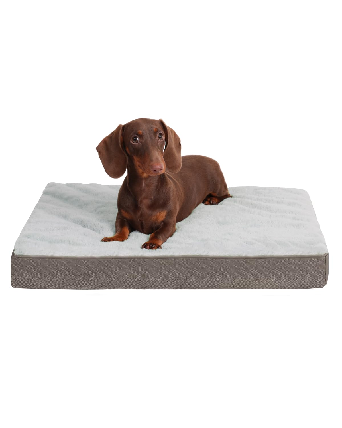 KSIIA Orthopedic Dog Bed Dog Crate Bed Waterproof for Large Dogs Deluxe Plush Washable Pet Mat with Egg Crate Foam & Removable Cover, 35 x 22 Inch, Gray