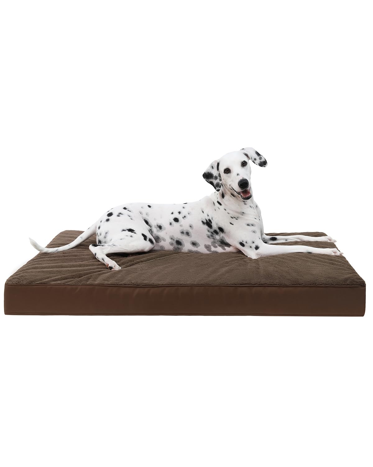 KSIIA Orthopedic Dog Bed Dog Crate Bed Waterproof for Large Dogs Deluxe Plush Washable Pet Mat with Egg Crate Foam & Removable Cover, 35 x 22 Inch, Gray