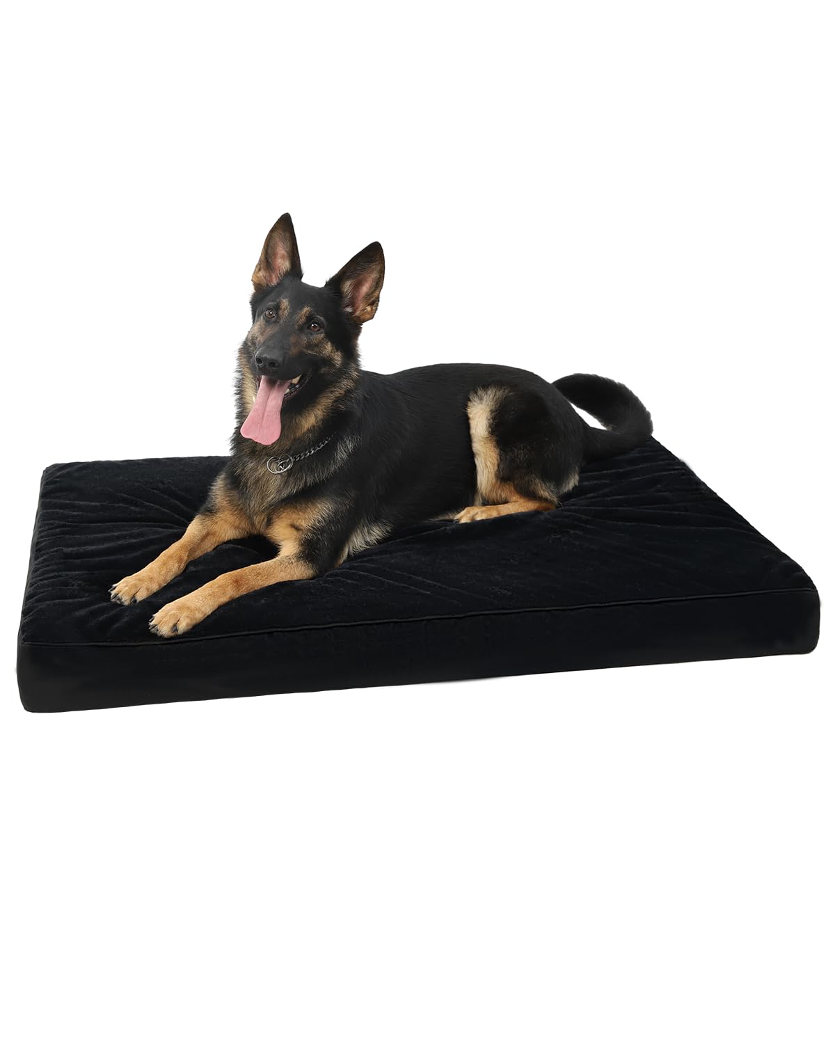 KSIIA Orthopedic Dog Bed Dog Crate Bed Waterproof for Large Dogs Deluxe Plush Washable Pet Mat with Egg Crate Foam & Removable Cover, 35 x 22 Inch, Gray