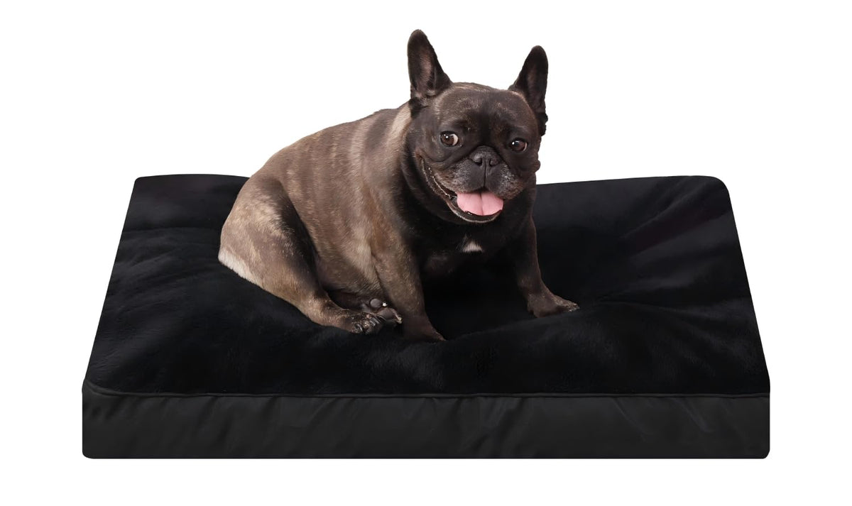 Dog Crate Bed Waterproof Deluxe Plush Dog Beds with Removable Washable Cover Anti-Slip Bottom Pet Sleeping Mattress for Large, Medium, Jumbo, Small Dogs, 35 x 22 inch, Gray