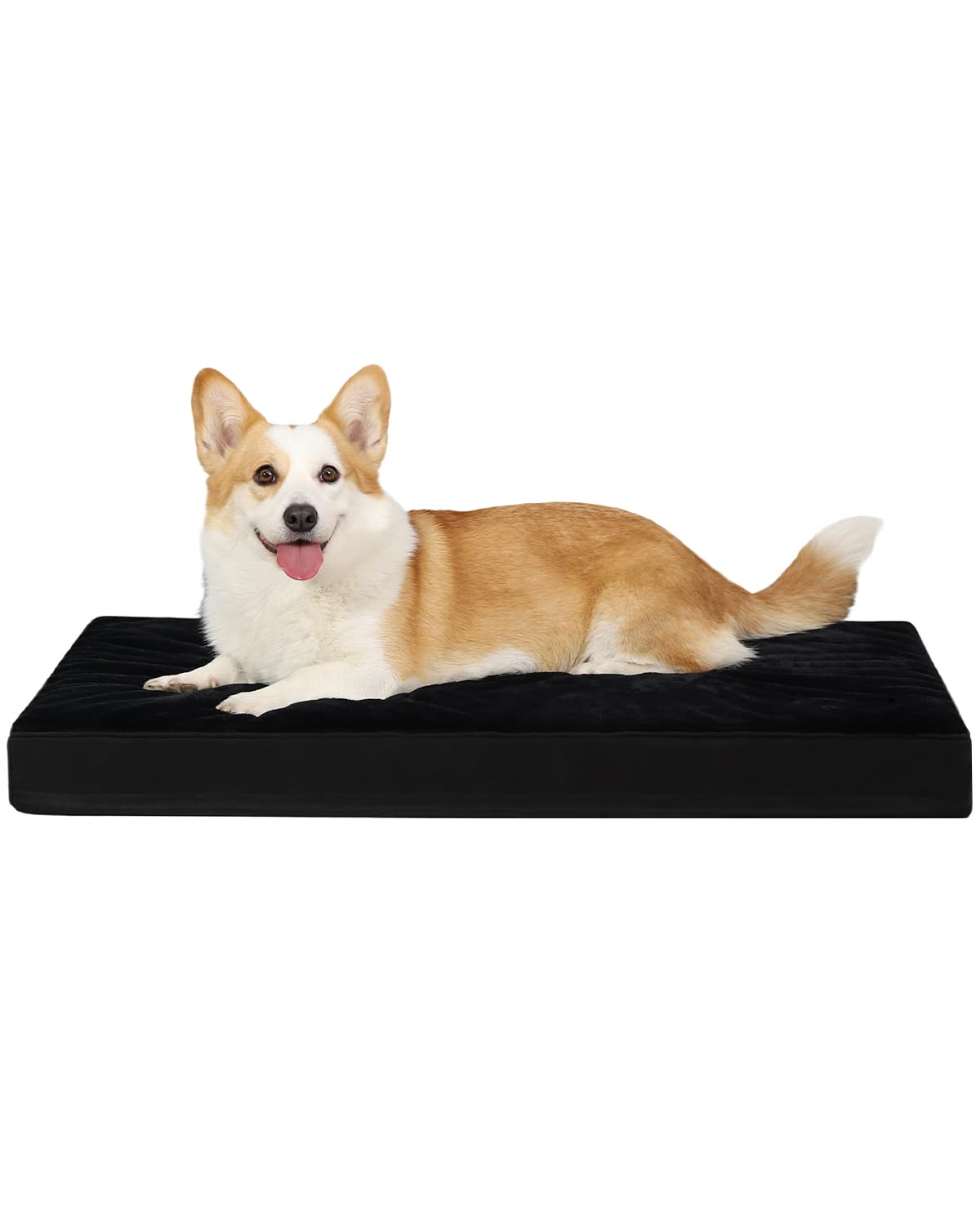 KSIIA Orthopedic Dog Bed Dog Crate Bed Waterproof for Large Dogs Deluxe Plush Washable Pet Mat with Egg Crate Foam & Removable Cover, 35 x 22 Inch, Gray