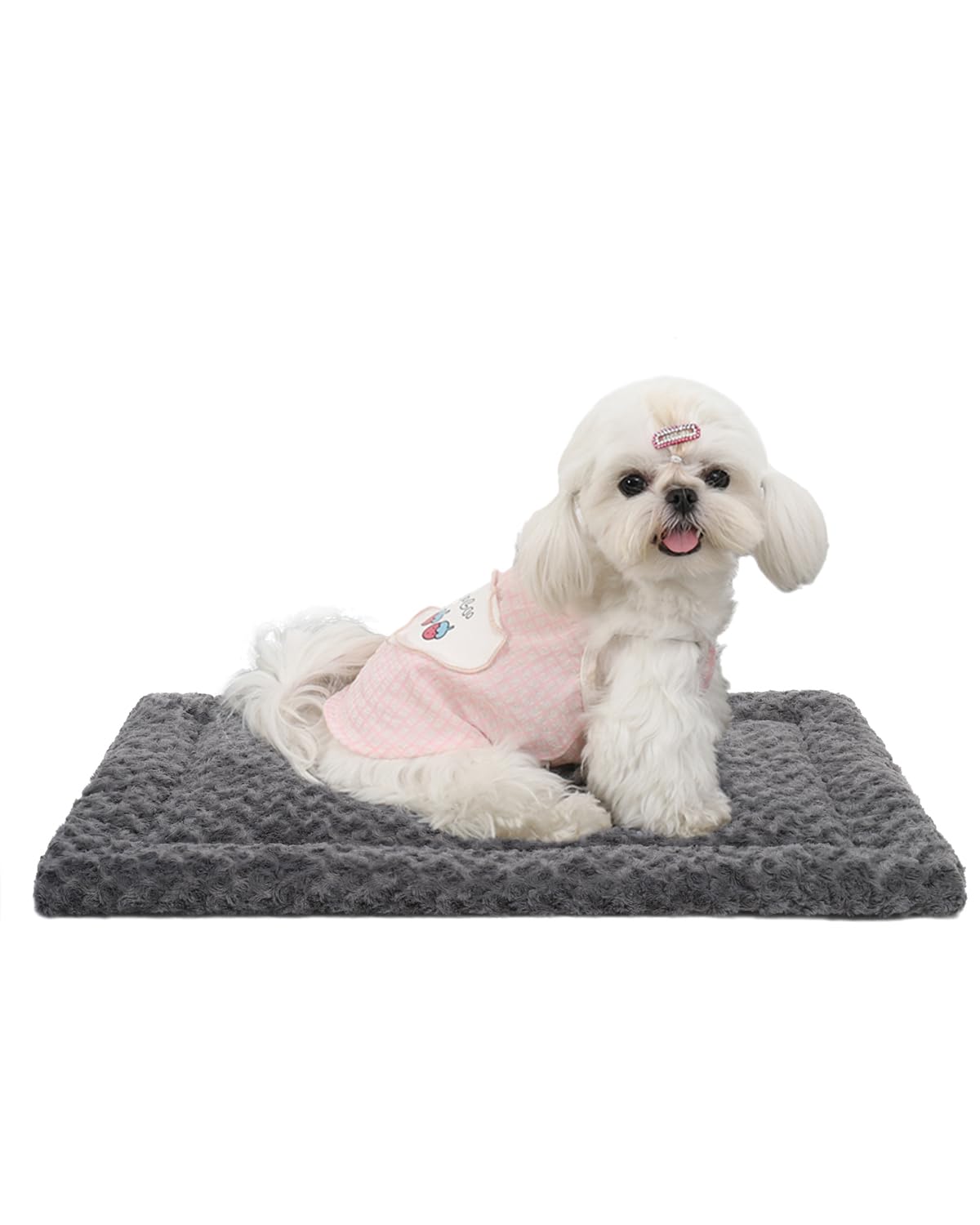 Washable Dog Bed Mat Ultra Soft Dog Crate Pad Comfy Fluffy Pet Kennel Beds Sleeping Mattress for Large Jumbo Medium Small Dogs Grey