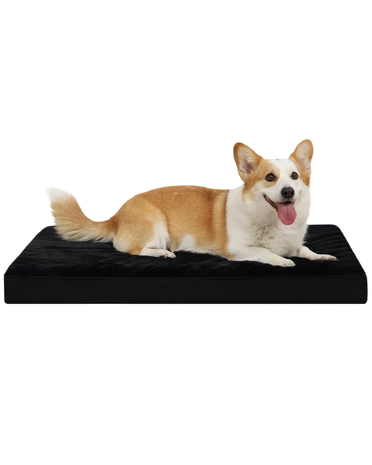 KSIIA Orthopedic Dog Bed Dog Crate Bed Waterproof for Large Dogs Deluxe Plush Washable Pet Mat with Egg Crate Foam & Removable Cover, 35 x 22 Inch, Gray