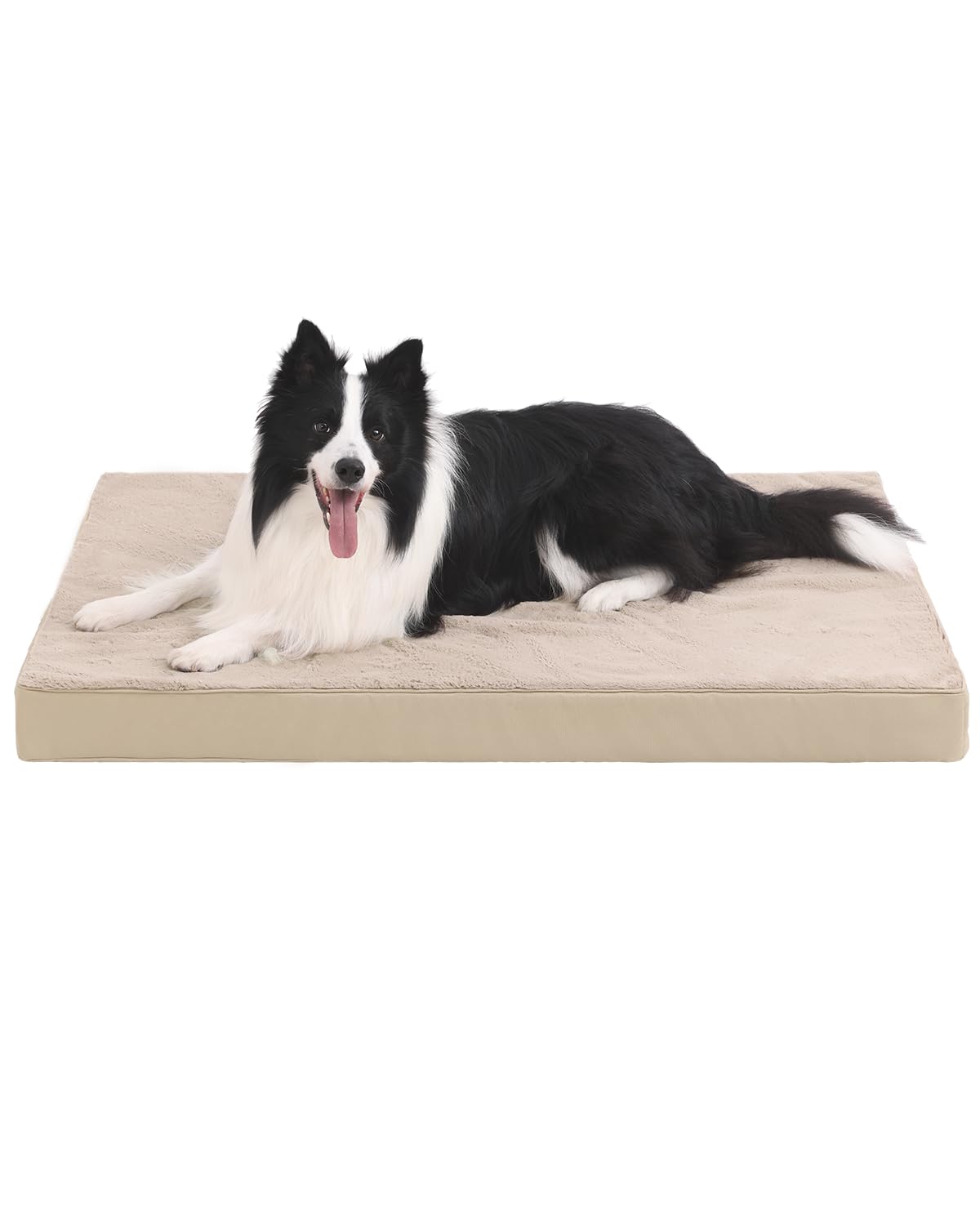 KSIIA Orthopedic Dog Bed Dog Crate Bed Waterproof for Large Dogs Deluxe Plush Washable Pet Mat with Egg Crate Foam & Removable Cover, 35 x 22 Inch, Gray