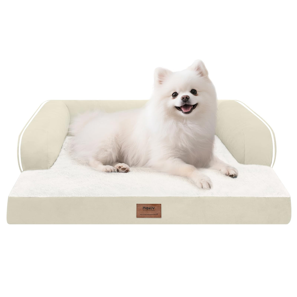 MEKIY Orthopedic Washable Dog Bed with Bolster for Medium to Large Dogs | Pillow Support for Neck Relief, Egg Crate Foam, Waterproof Liner, Anti-Slip Bottom, Removable Bolster Cover, 36 x 27 Inch