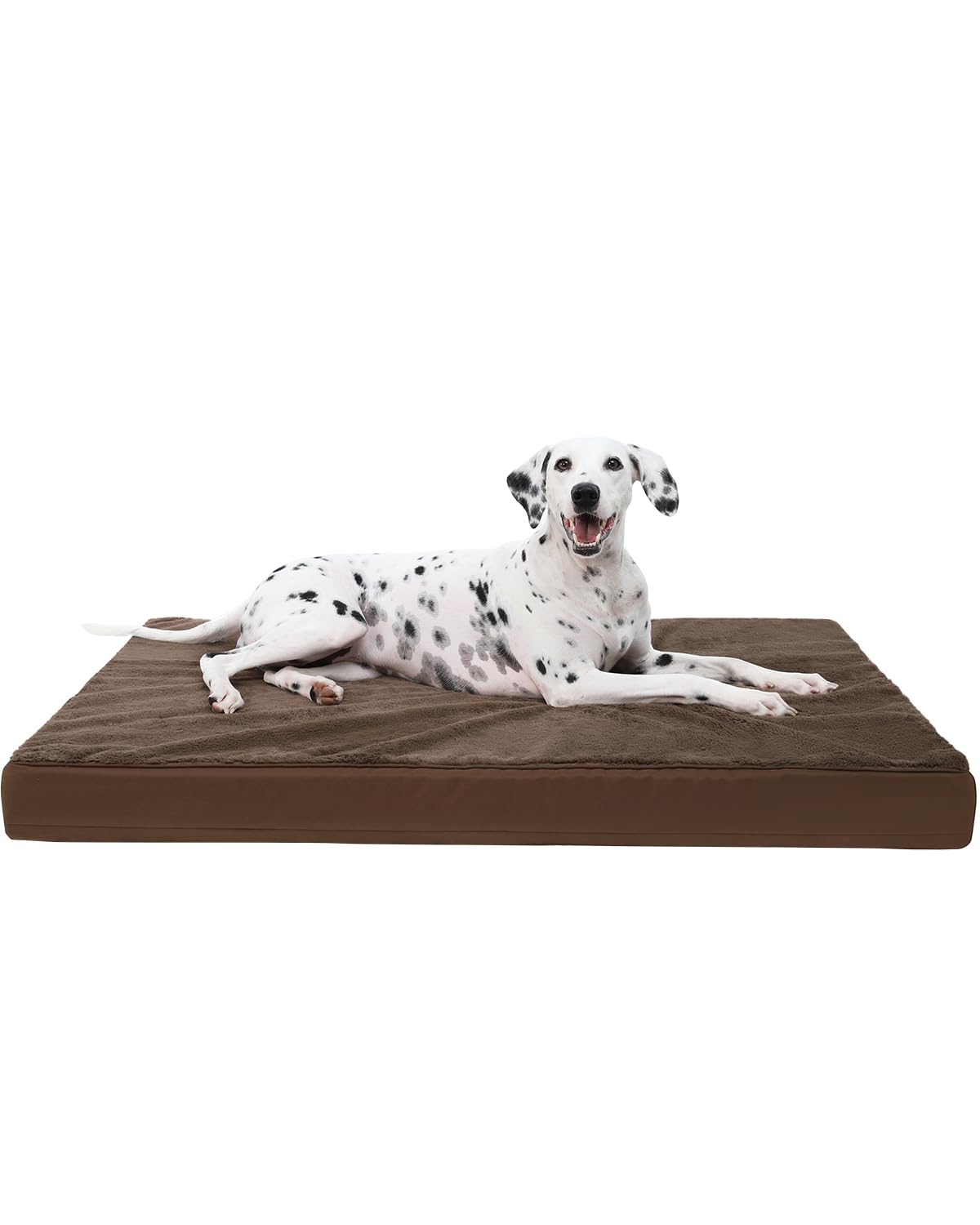 KSIIA Orthopedic Dog Bed Dog Crate Bed Waterproof for Large Dogs Deluxe Plush Washable Pet Mat with Egg Crate Foam & Removable Cover, 35 x 22 Inch, Gray