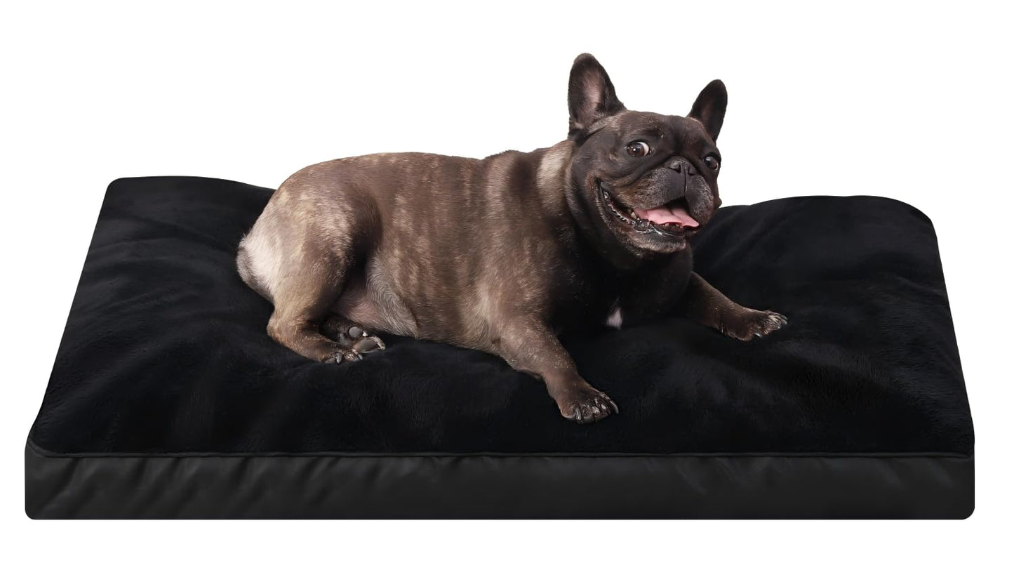 Dog Crate Bed Waterproof Deluxe Plush Dog Beds with Removable Washable Cover Anti-Slip Bottom Pet Sleeping Mattress for Large, Medium, Jumbo, Small Dogs, 35 x 22 inch, Gray