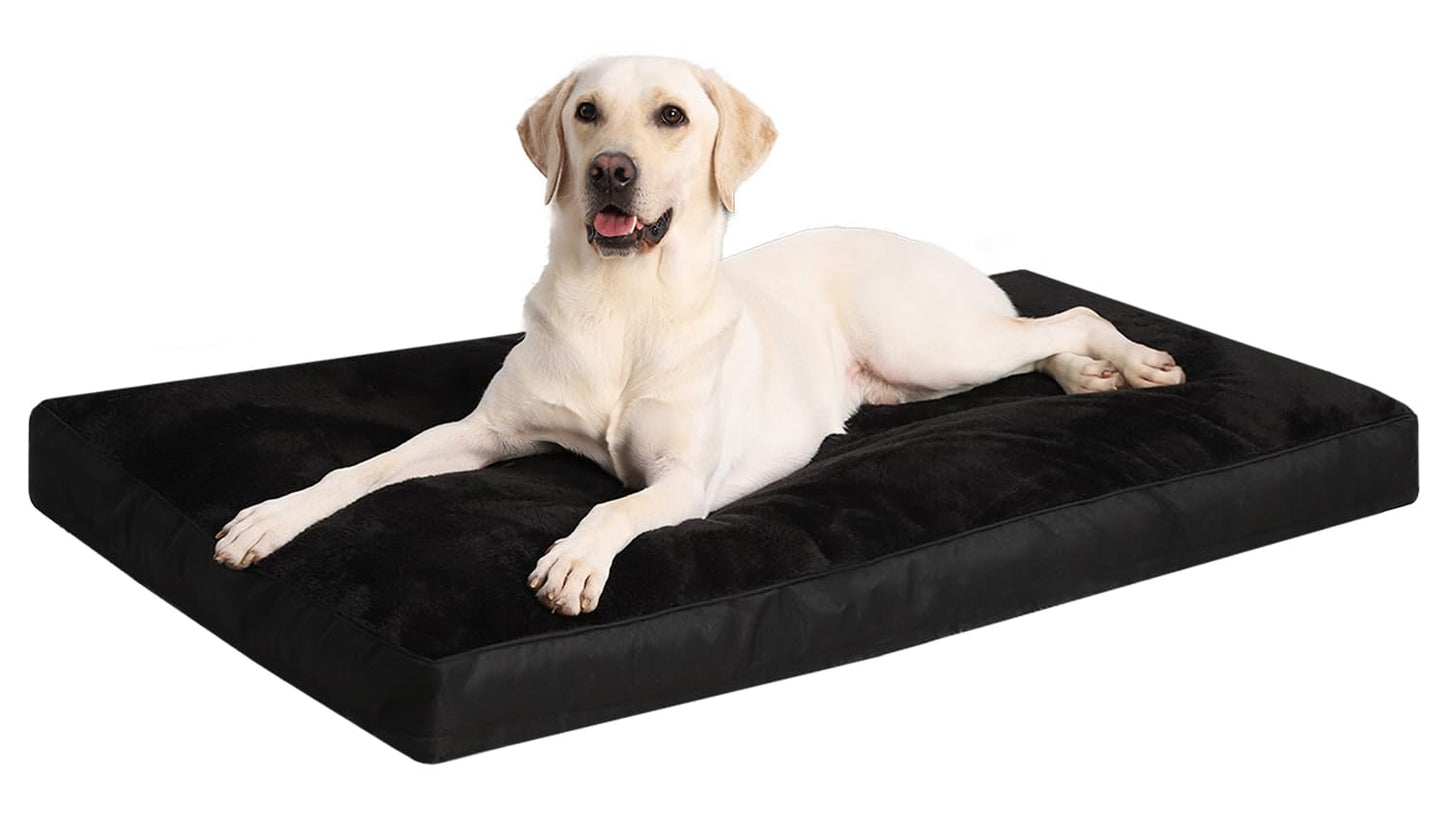Dog Crate Bed Waterproof Deluxe Plush Dog Beds with Removable Washable Cover Anti-Slip Bottom Pet Sleeping Mattress for Large, Medium, Jumbo, Small Dogs, 35 x 22 inch, Gray