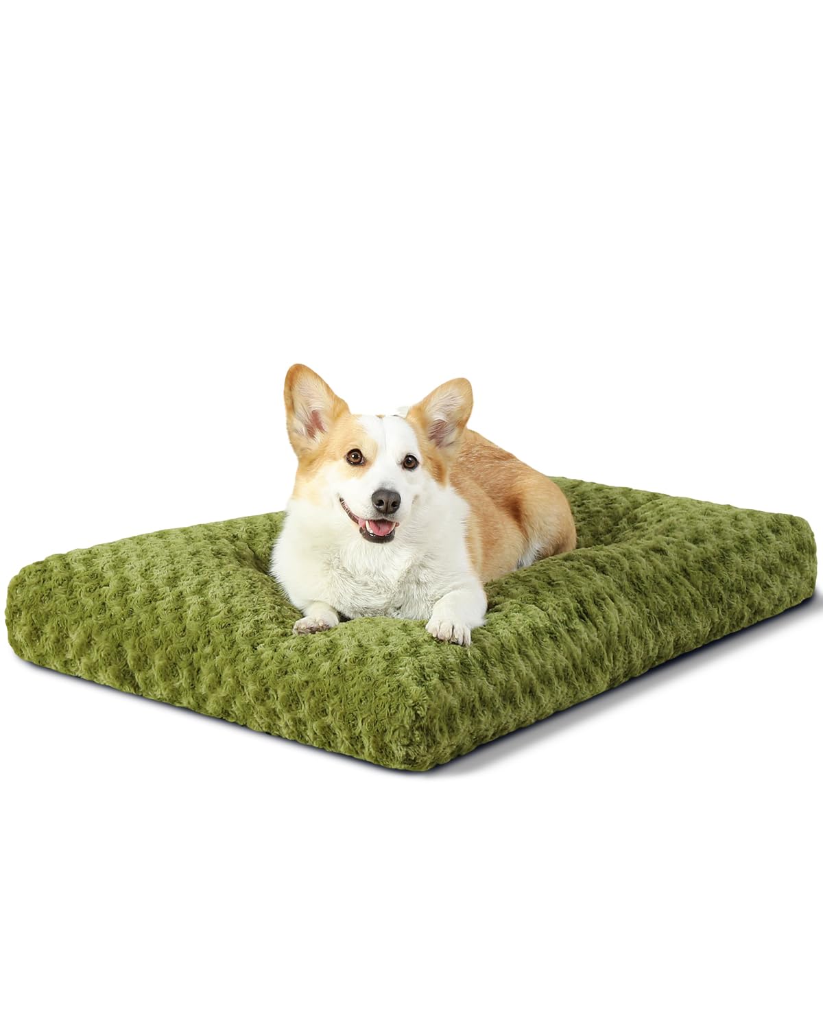 KSIIA Washable Dog Bed Deluxe Plush Dog Crate Beds Comfy Kennel Pad Anti-Slip Pet Sleeping Mat for Large, Jumbo, Medium, Small Dogs Breeds, 35" x 23", Gray