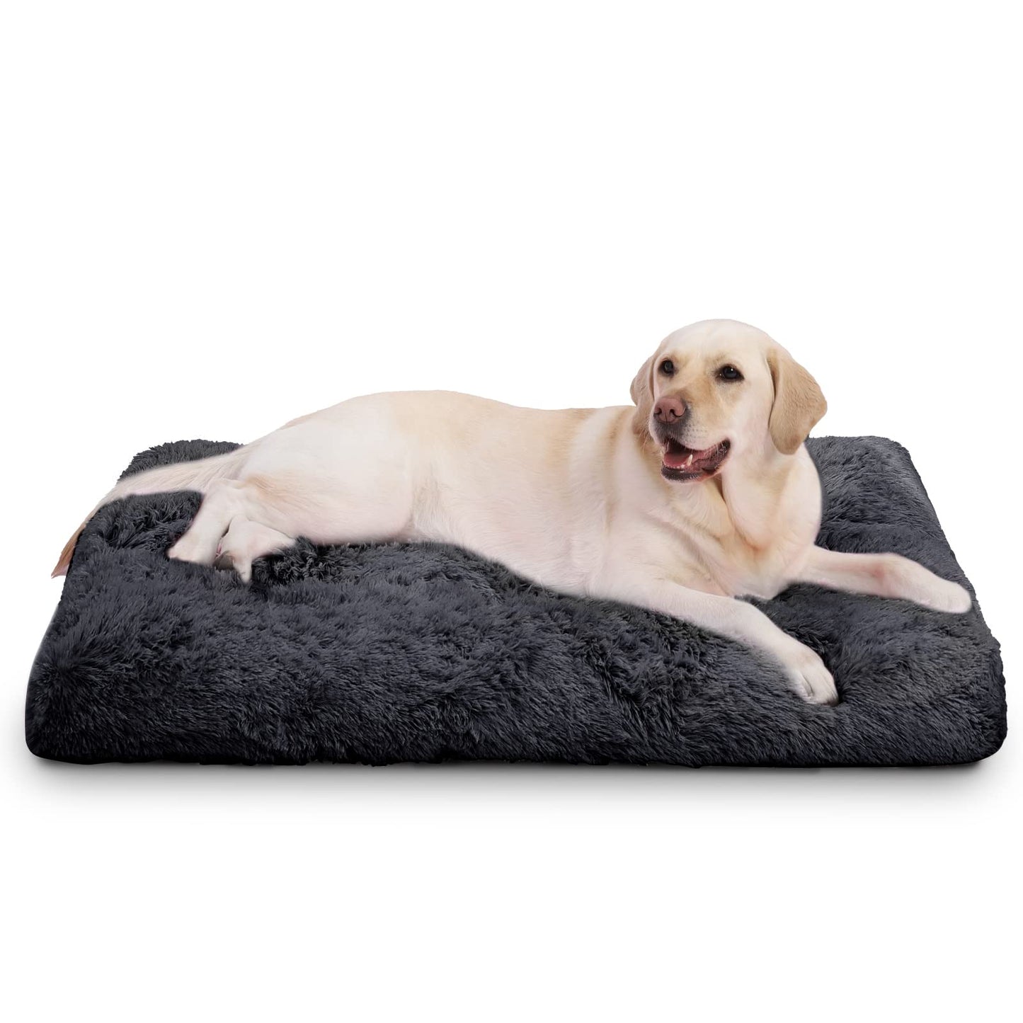 Vonabem Large Dog Bed Crate Pad 36 inch, Washable Pet Beds Medium Small Sized Dogs, Deluxe Plush Warm Anti-Slip Puppy Mats for Sleeping, Soft Kennel Pads 35 * 23 inch Grey