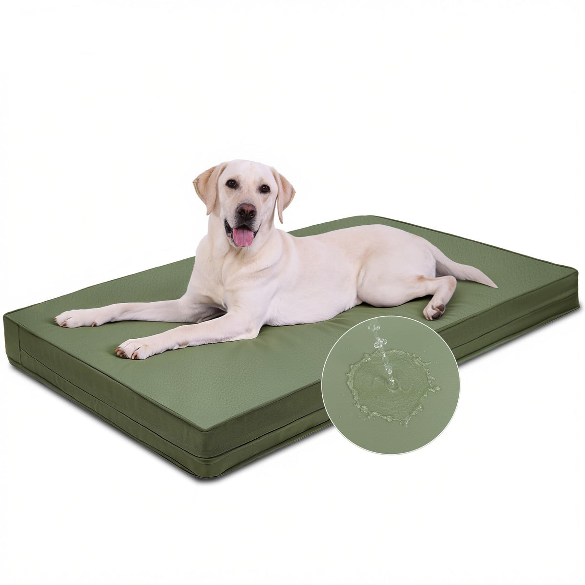 Vonabem Outdoor Waterproof Dog Bed Washable, Extra Large Crate Pad 42 inch, Wipeable Leather XL Pet beds with Removable Cover, Foam Orthopedic Anti-Slip Kennel Pads Reversible, 41"x27" Grey