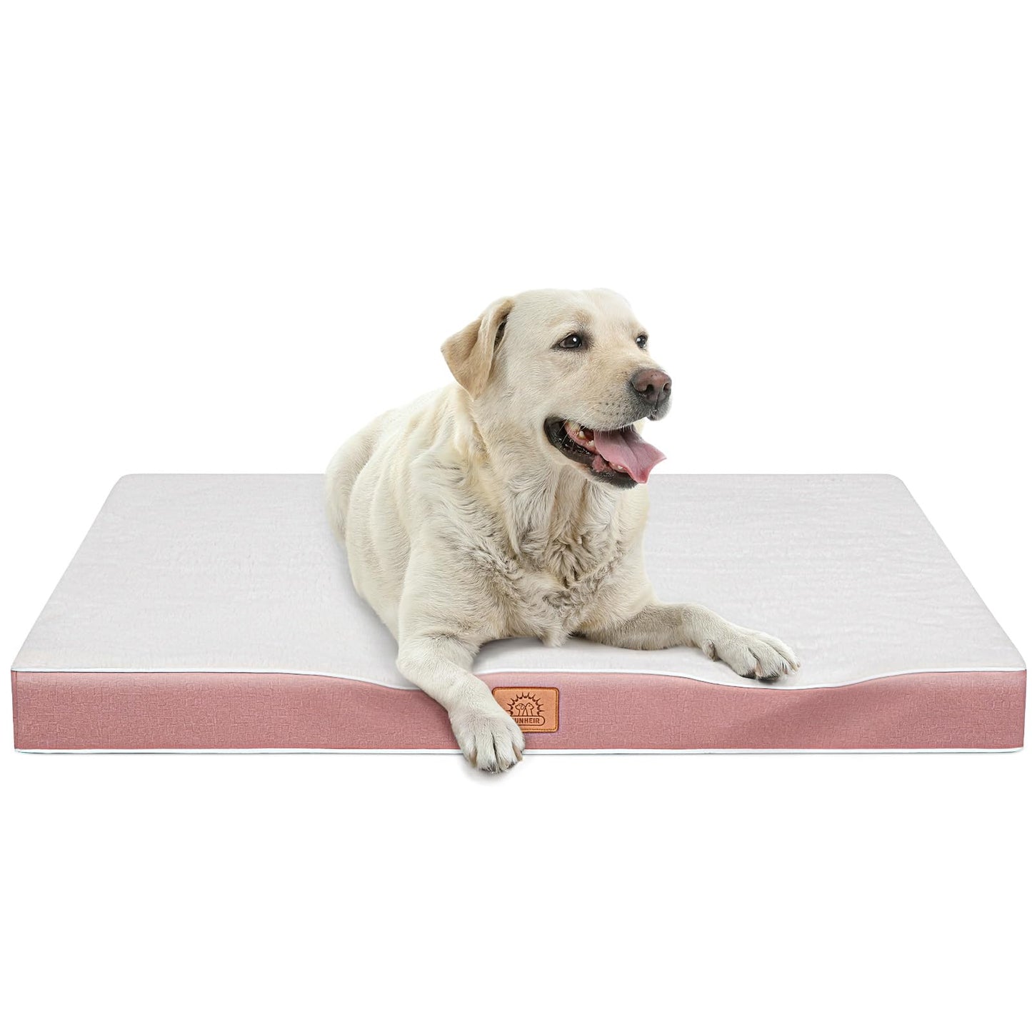 Sunheir Orthopedic Dog Bed for Large Dogs - Big Waterproof Dog Crate Bed with Removable Washable Cover, Egg Crate Foam Support, Anti-Slip Bottom, Deluxe Plush Pet Bed Mat (Grey)