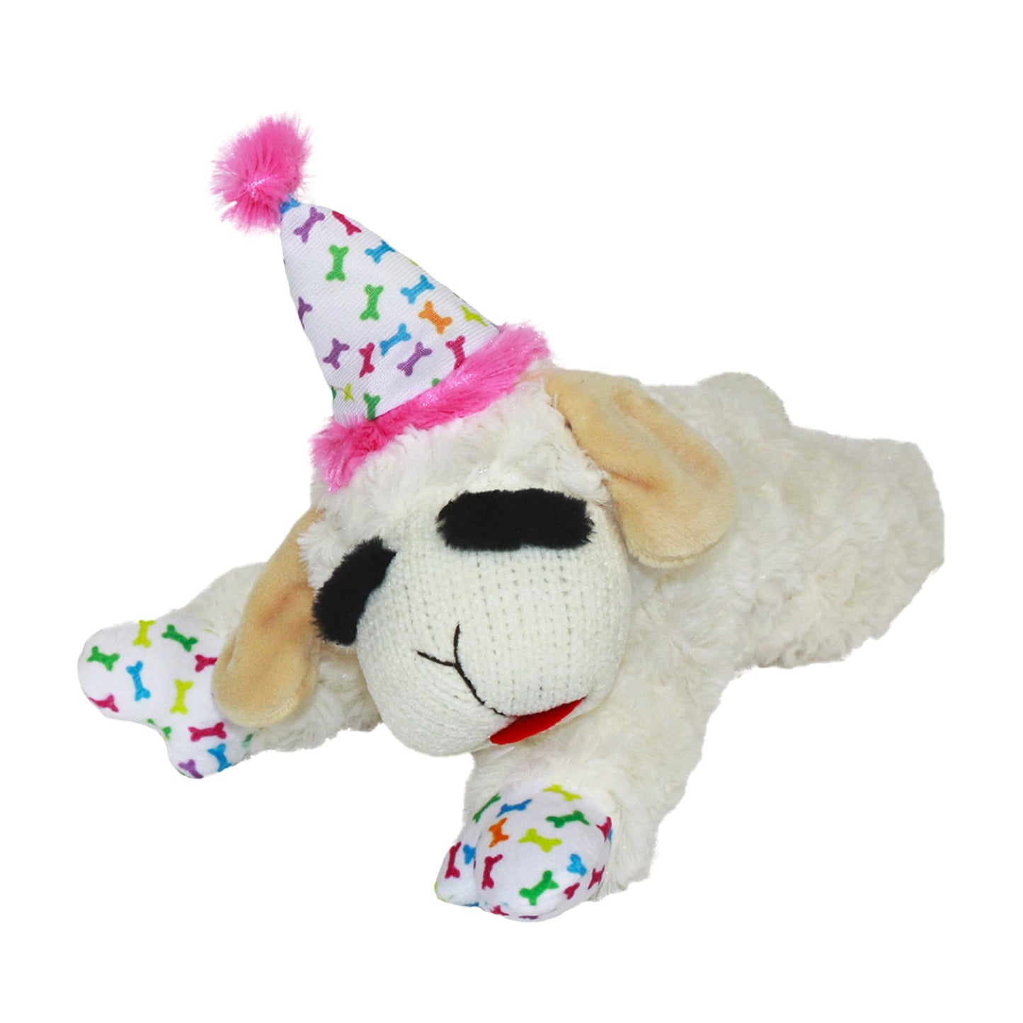 Multipet Lamb Chop Dog Plush Toy - Squeaky Toy for Small & Medium Dogs - Extra Soft Plush - Stuffed Animal for Cuddling & Playing (10", Cream, 5 Squeakers)