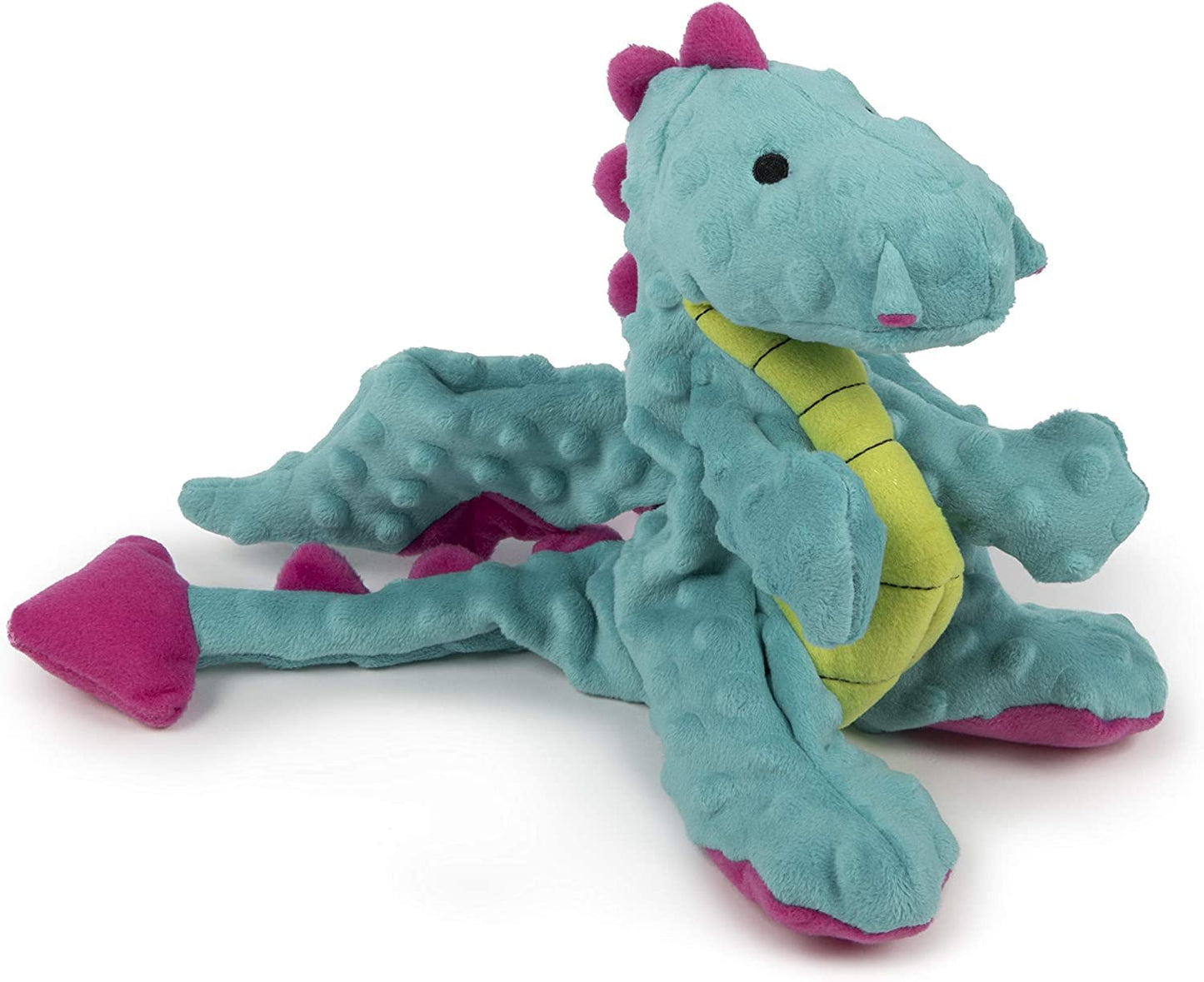 goDog Bubble Plush Dragons Squeaky Dog Toy, Chew Guard Technology - Coral, Large