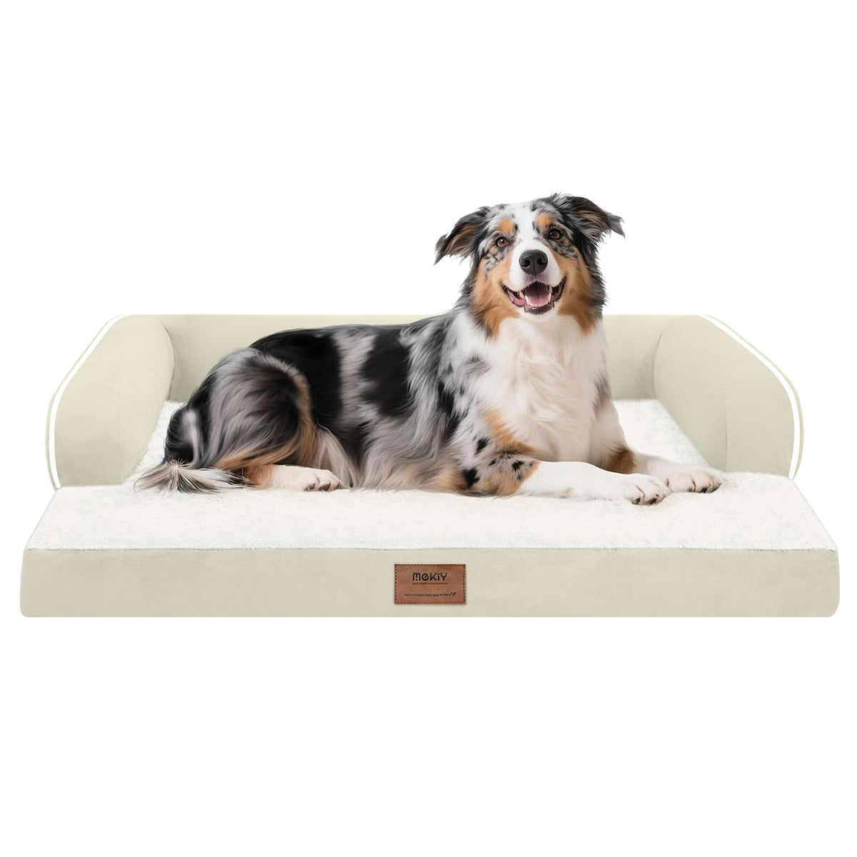 MEKIY Orthopedic Washable Dog Bed with Bolster for Medium to Large Dogs | Pillow Support for Neck Relief, Egg Crate Foam, Waterproof Liner, Anti-Slip Bottom, Removable Bolster Cover, 36 x 27 Inch