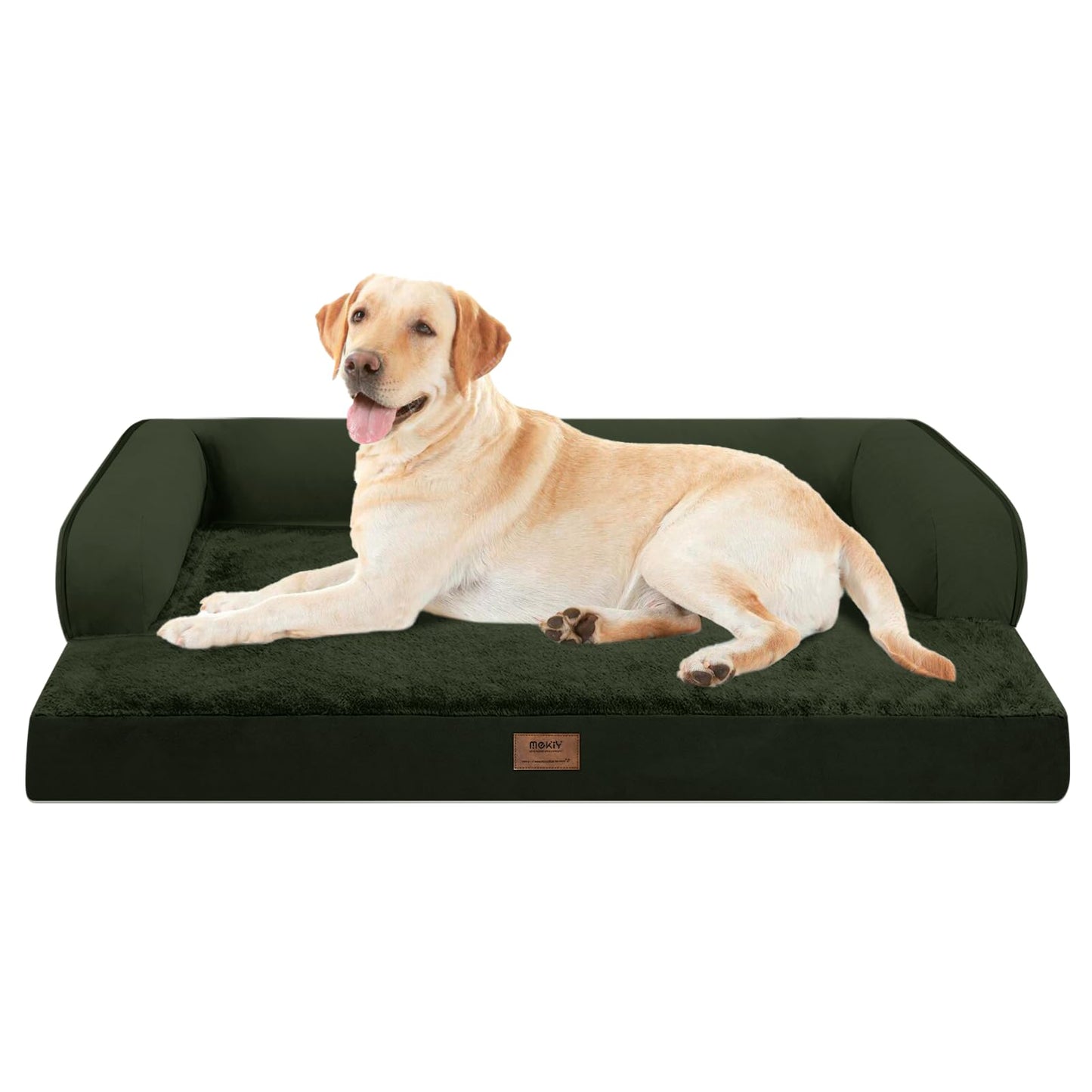 MEKIY Orthopedic Washable Dog Bed with Bolster for Medium to Large Dogs | Pillow Support for Neck Relief, Egg Crate Foam, Waterproof Liner, Anti-Slip Bottom, Removable Bolster Cover, 36 x 27 Inch