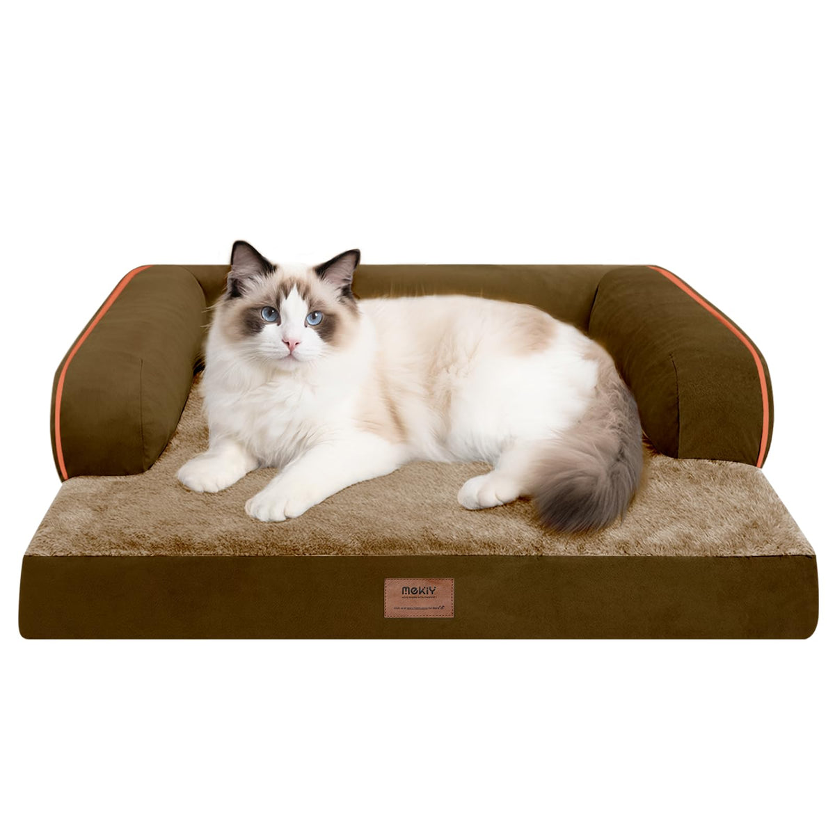 MEKIY Orthopedic Washable Dog Bed with Bolster for Medium to Large Dogs | Pillow Support for Neck Relief, Egg Crate Foam, Waterproof Liner, Anti-Slip Bottom, Removable Bolster Cover, 36 x 27 Inch