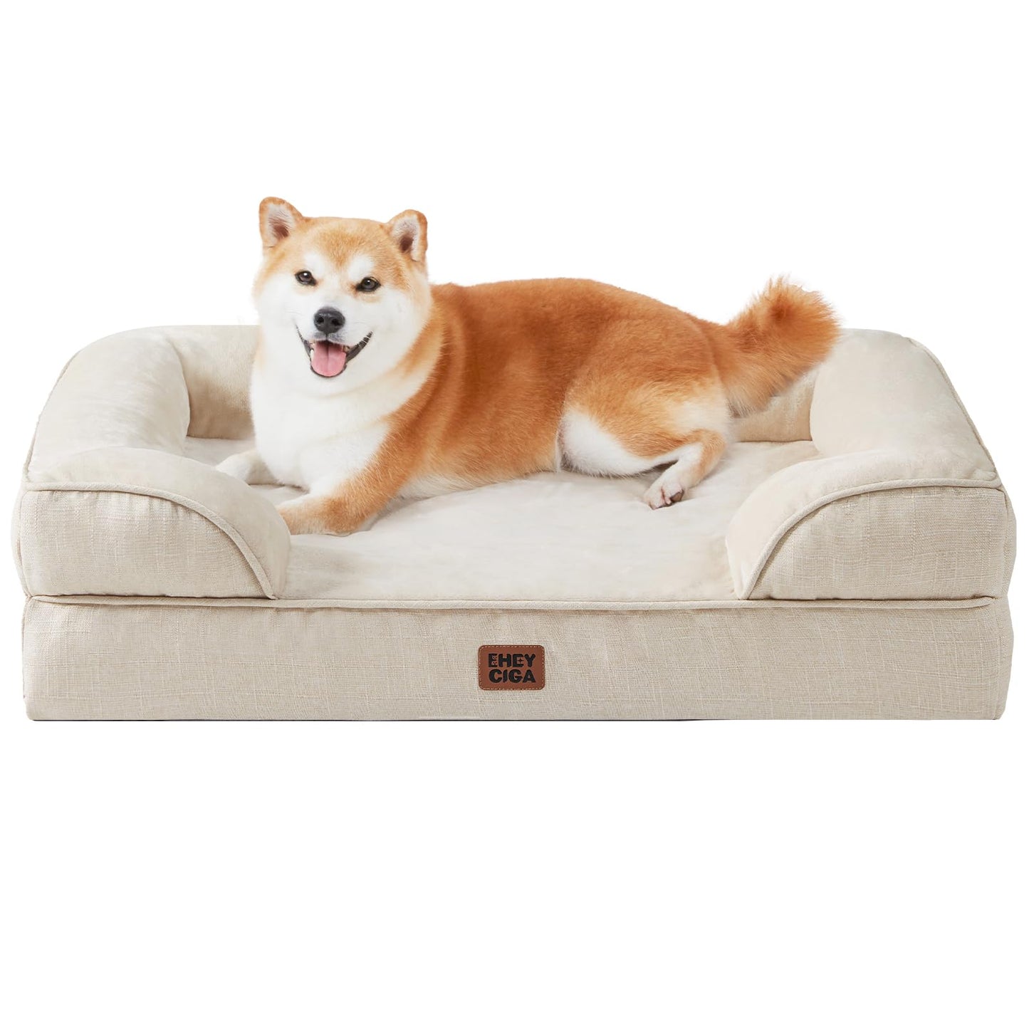 EHEYCIGA Orthopedic Dog Beds for Extra Large Dogs 44x32Inch, Waterproof Memory Foam XL Pet Bed with Sides, Non-Slip and Egg-Crate Foam Big Dog Couch Bed with Washable Removable Cover, Grey