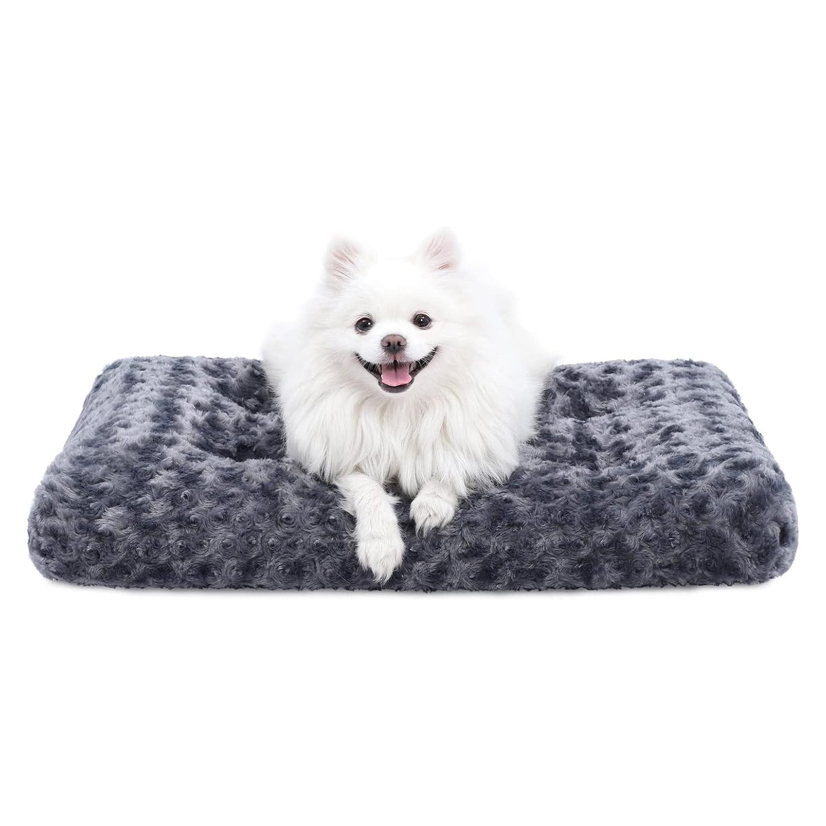 KSIIA Washable Dog Bed Deluxe Plush Dog Crate Beds Comfy Kennel Pad Anti-Slip Pet Sleeping Mat for Large, Jumbo, Medium, Small Dogs Breeds, 35" x 23", Gray