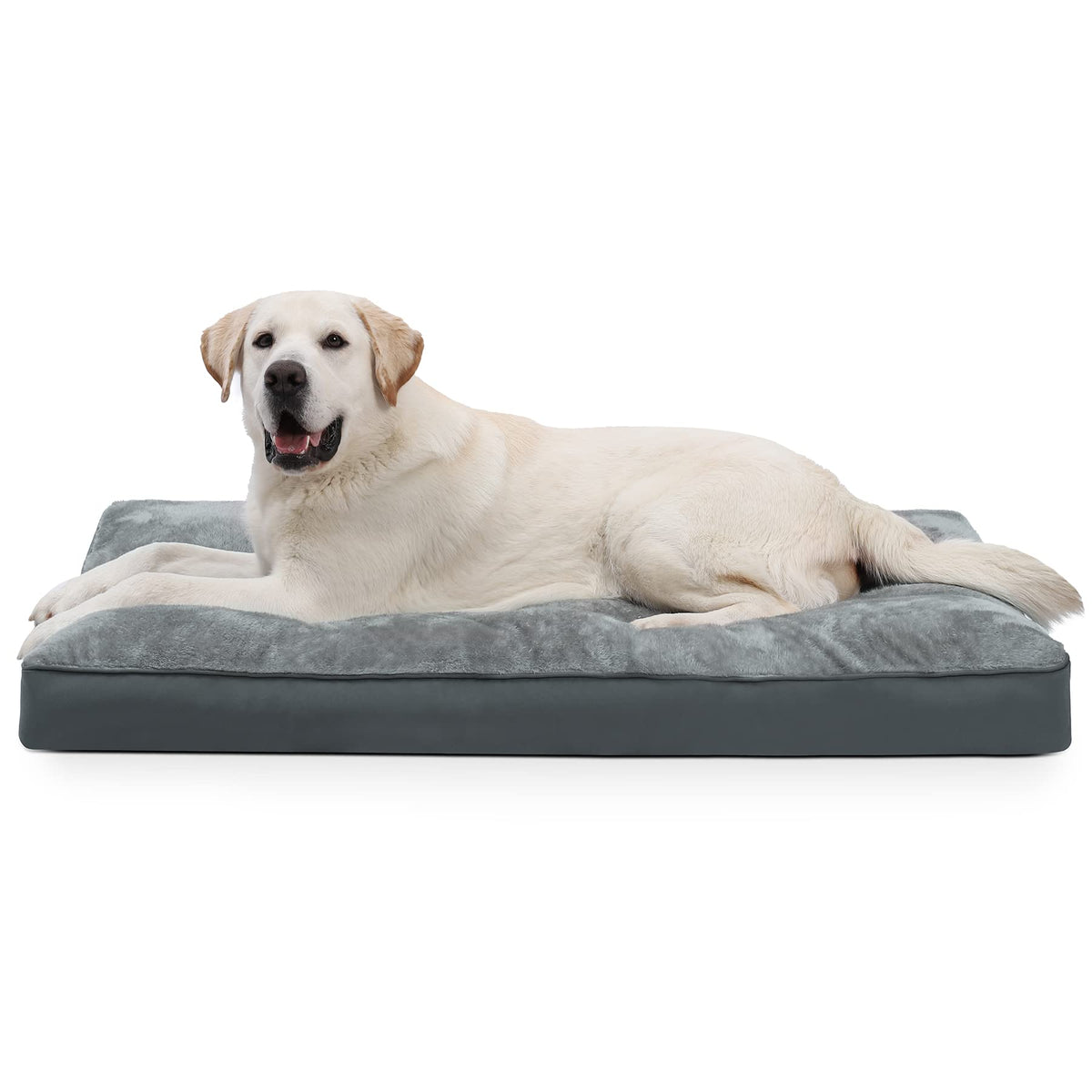 Dog Crate Bed Waterproof Deluxe Plush Dog Beds with Removable Washable Cover Anti-Slip Bottom Pet Sleeping Mattress for Large, Medium, Jumbo, Small Dogs, 35 x 22 inch, Gray